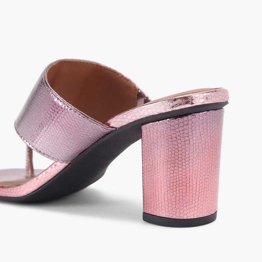 CHELSEA T-BAR BLOCK Pink Metallic T-Bar Sandal by KURT CHELSEA T-BAR BLOCK Pink Metallic T-Bar Sandal by KURT