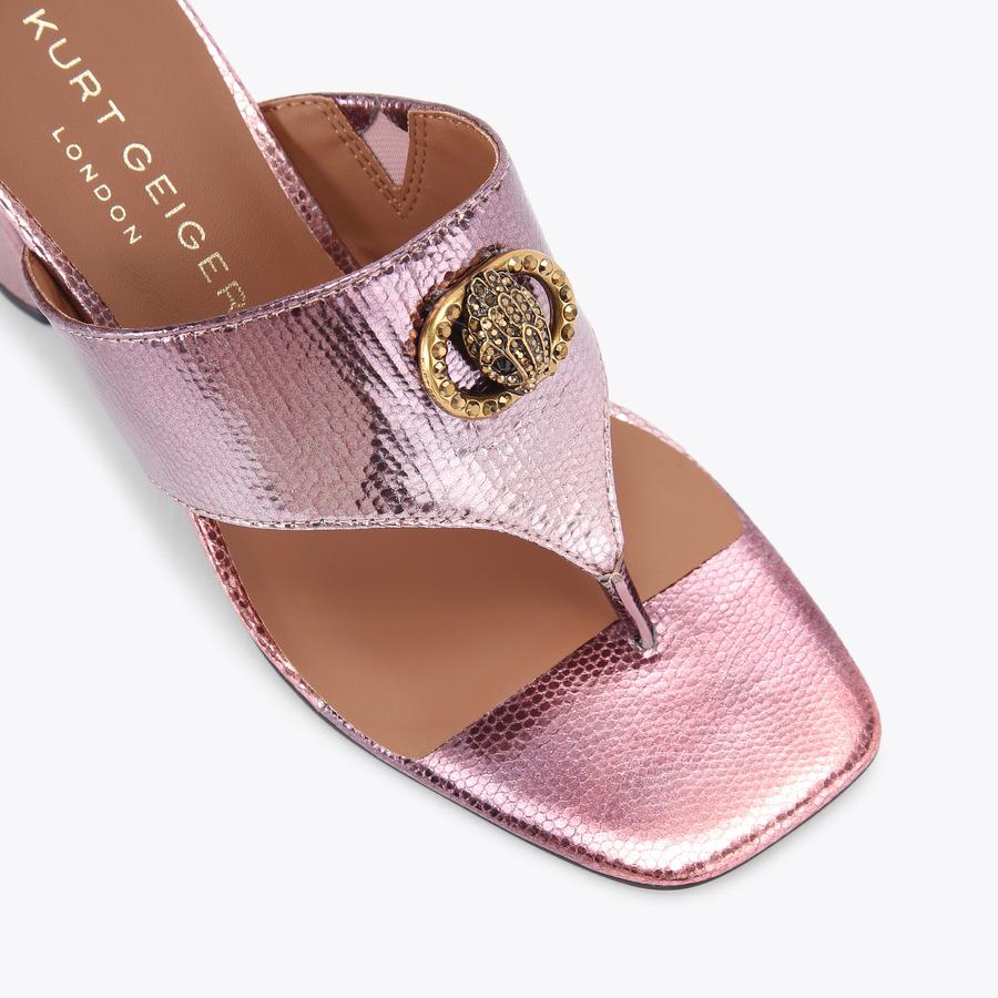 CHELSEA T-BAR BLOCK Pink Metallic T-Bar Sandal by KURT CHELSEA T-BAR BLOCK Pink Metallic T-Bar Sandal by KURT