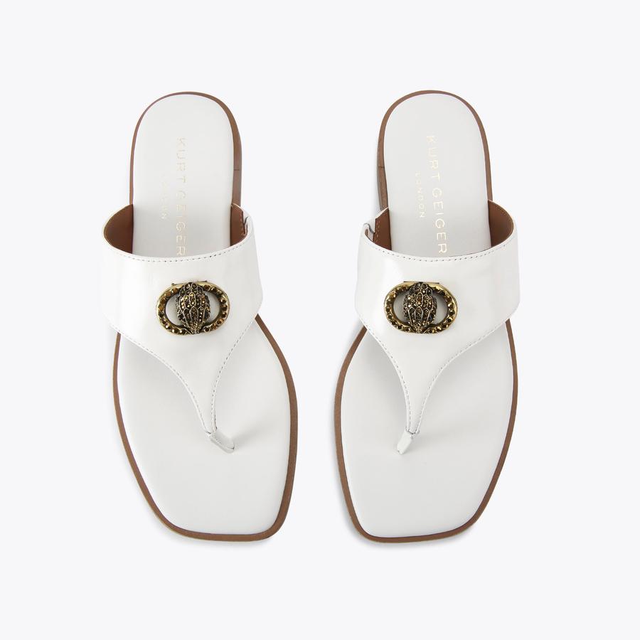 CHELSEA SQ T-BAR White Patent Leather Sandal by KURT GEIGER CHELSEA SQ T-BAR White Patent Leather Sandal by KURT GEIGER