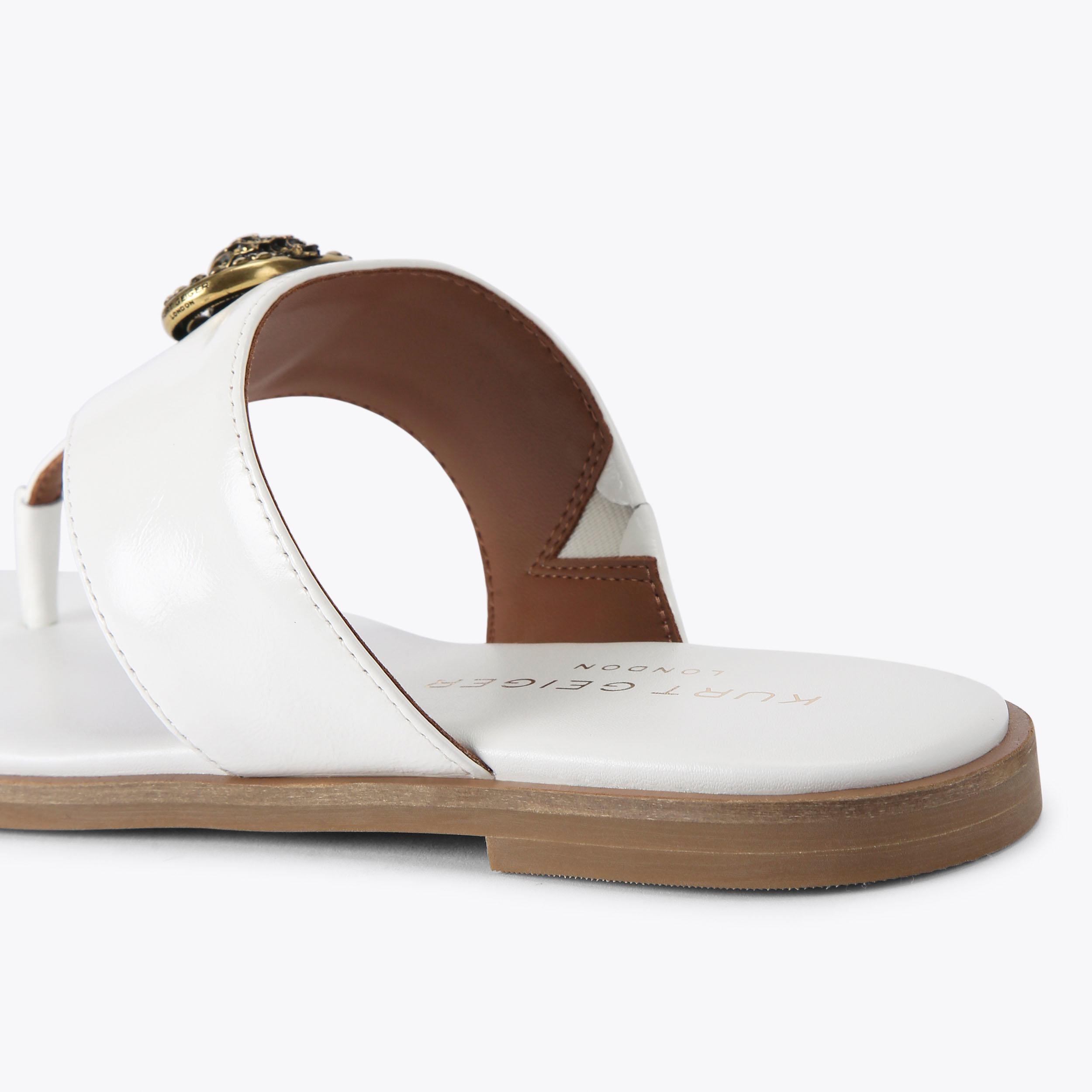 CHELSEA SQ T-BAR White Patent Leather Sandal by KURT GEIGER LONDON
