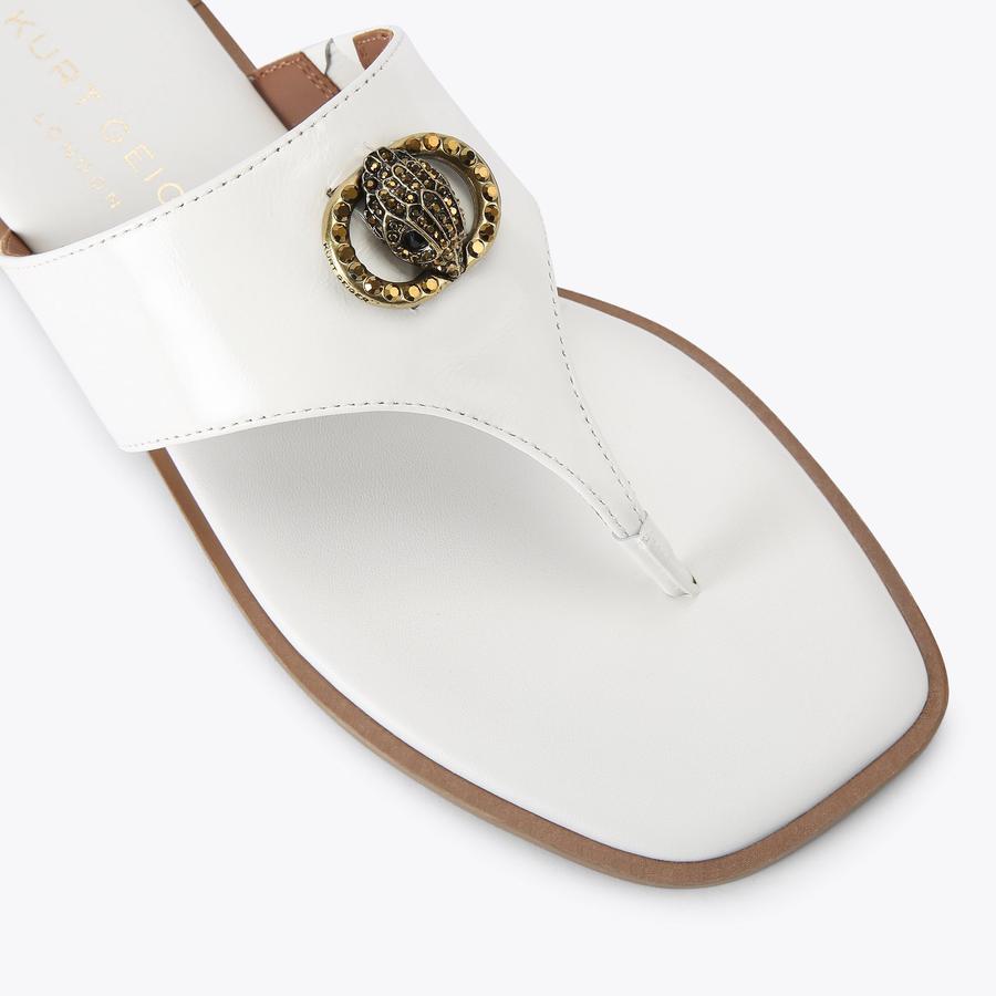 CHELSEA SQ T-BAR White Patent Leather Sandal by KURT GEIGER CHELSEA SQ T-BAR White Patent Leather Sandal by KURT GEIGER