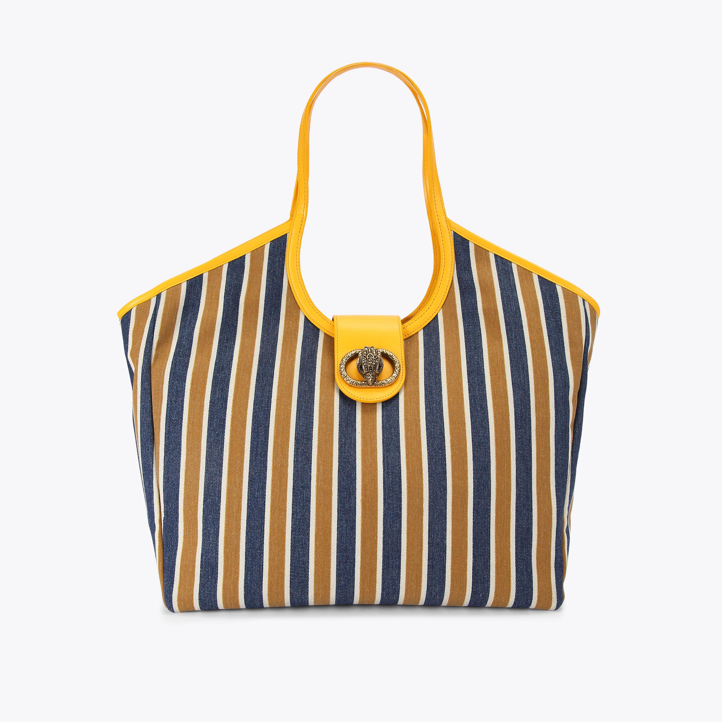 CHELSEA LG TOTE BAG Canvas Striped Fabric Tote Bag by KURT