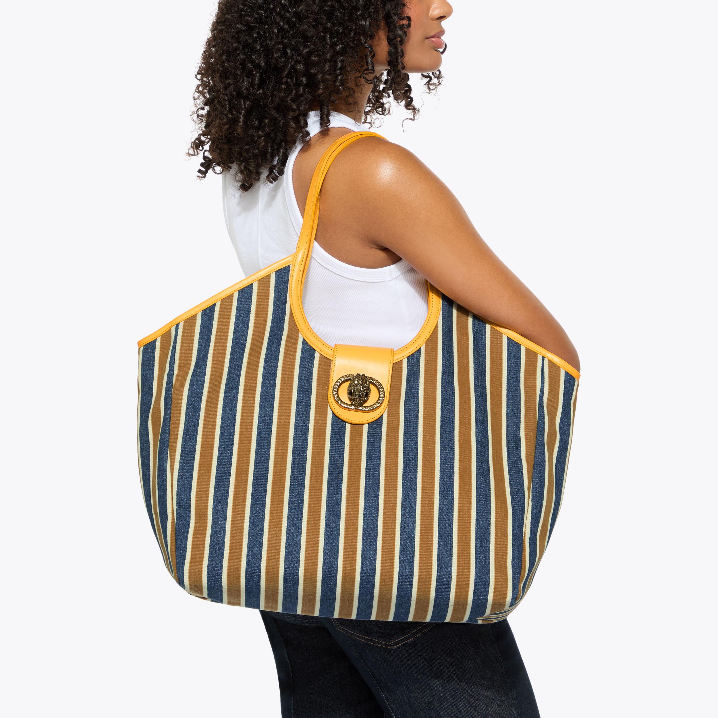 CHELSEA LG TOTE BAG Canvas Striped Fabric Tote Bag by KURT