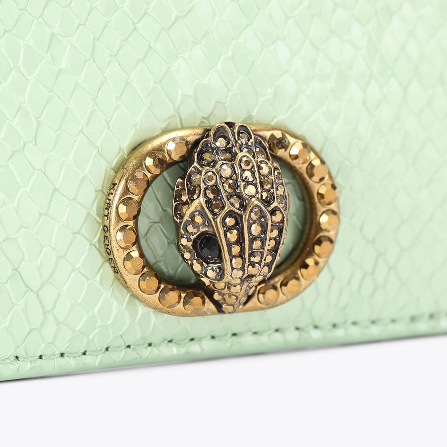 【YEEL】L LOGO CARD HOLDER SNAKE KHAKI CHELSEA CARD HOLDER Black Snake Card Wallet by KURT GEIGER