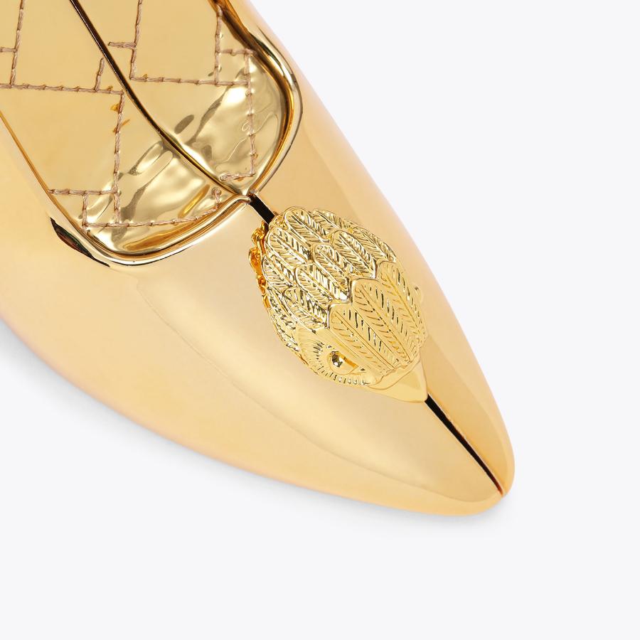 BELGRAVIA SHOE CLUTCH Gold Reflective Shoe Clutch by KURT