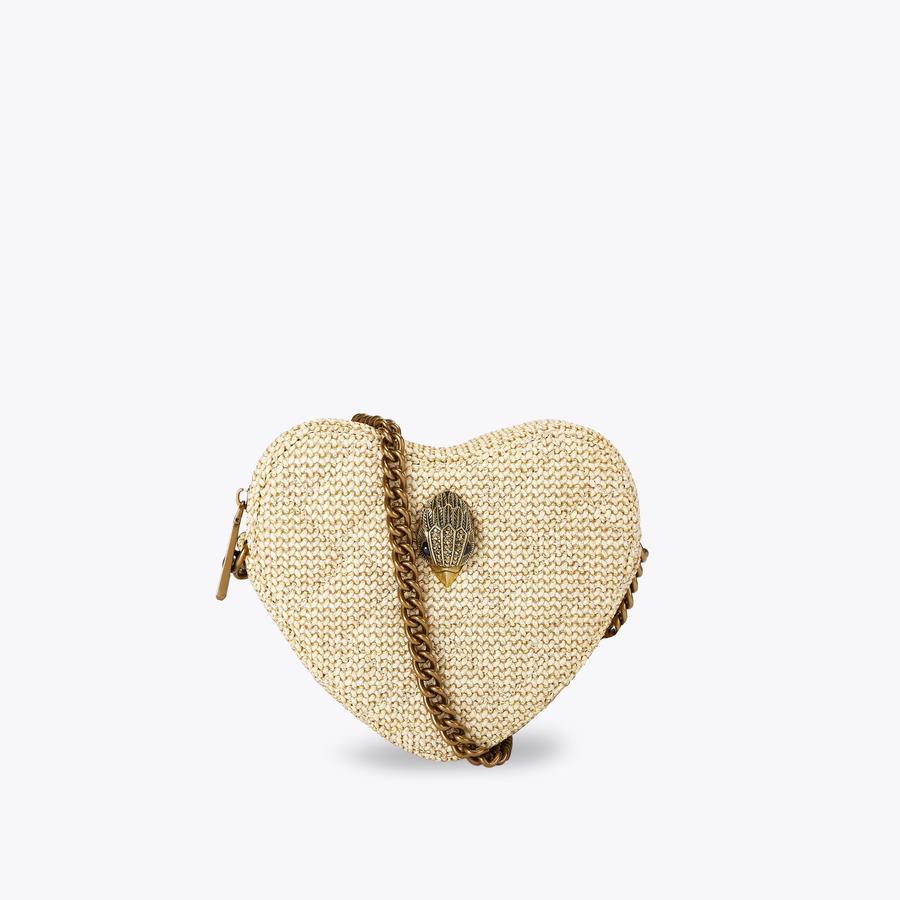 KENSINGTON HEART X BODY Beige Raffia Cross Body Bag by KURT