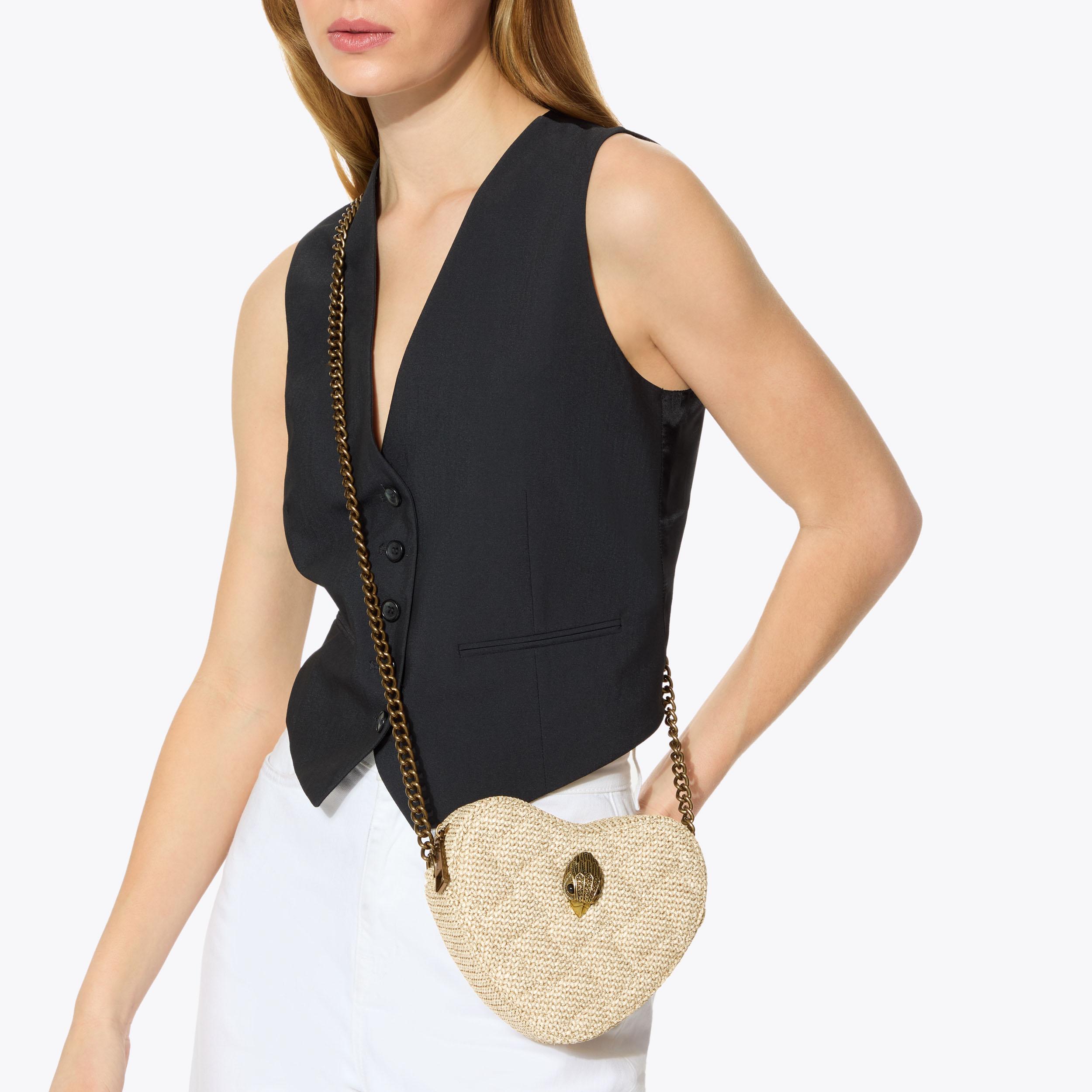 KENSINGTON HEART X BODY Beige Raffia Cross Body Bag by KURT