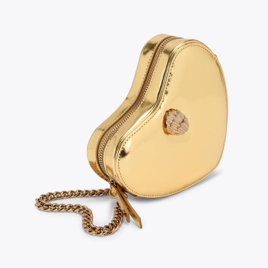 KENSINGTON HEART X BODY Gold Heart Cross Body Purse by KURT GEIGER