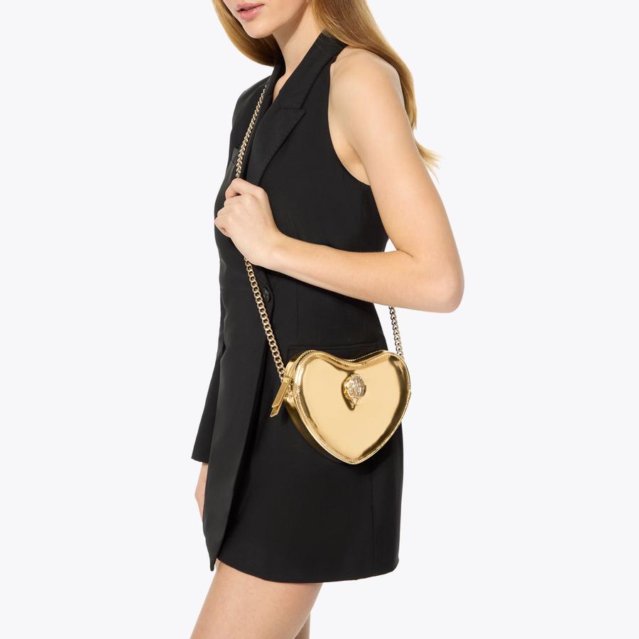 KENSINGTON HEART X BODY Gold Heart Cross Body Purse by KURT GEIGER