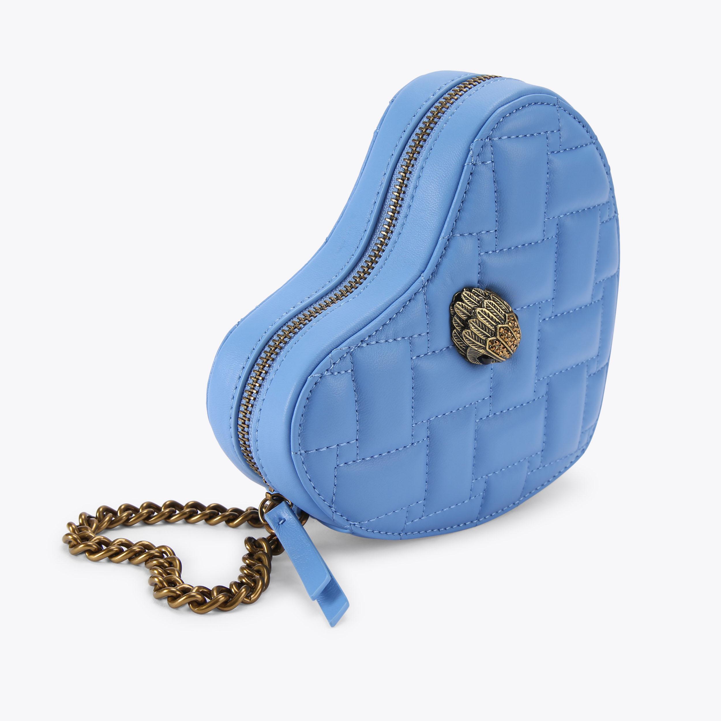 KENSINGTON HEART X BODY Pale Blue Leather Heart Cross Body Bag by