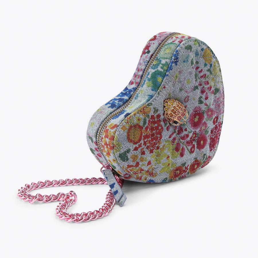KENSINGTON HEART X BODY Blue Floral Cross Body Bag by Kurt Geiger