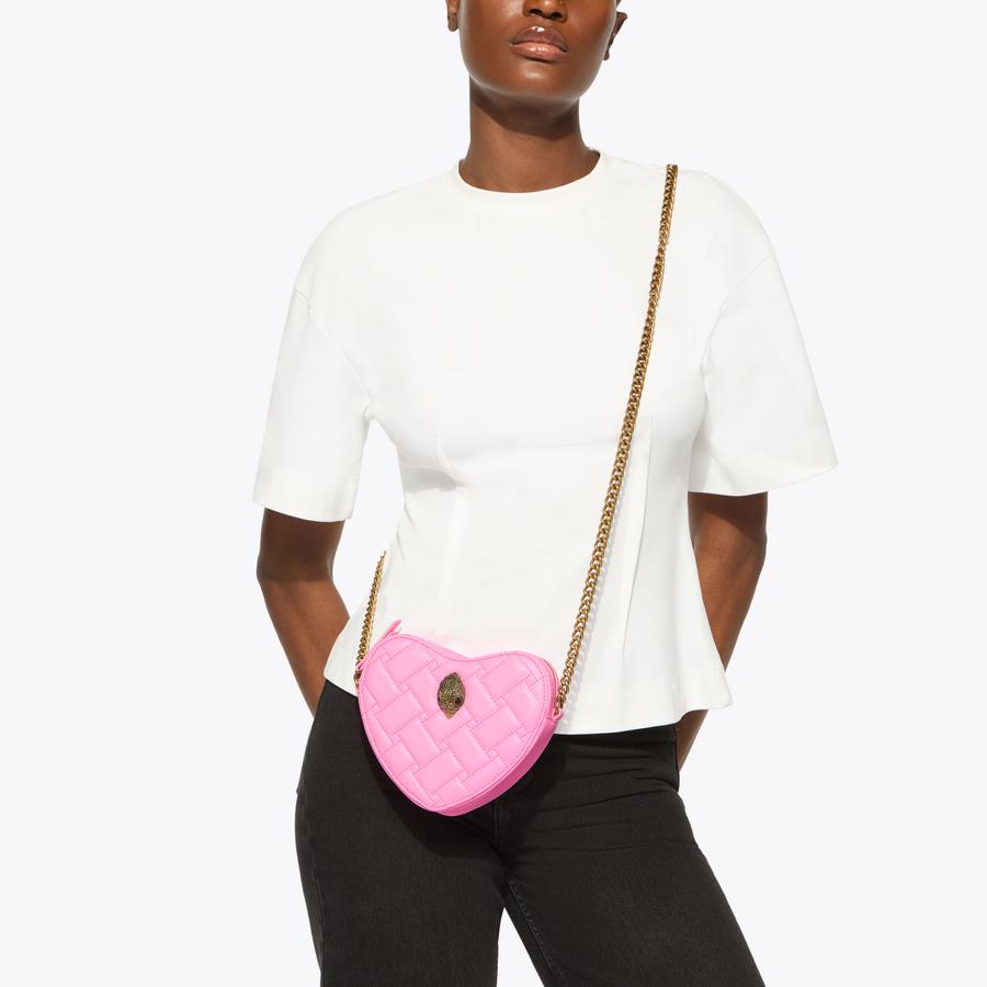 KENSINGTON HEART X BODY Pink Leather Heart Cross Body Bag by Kurt