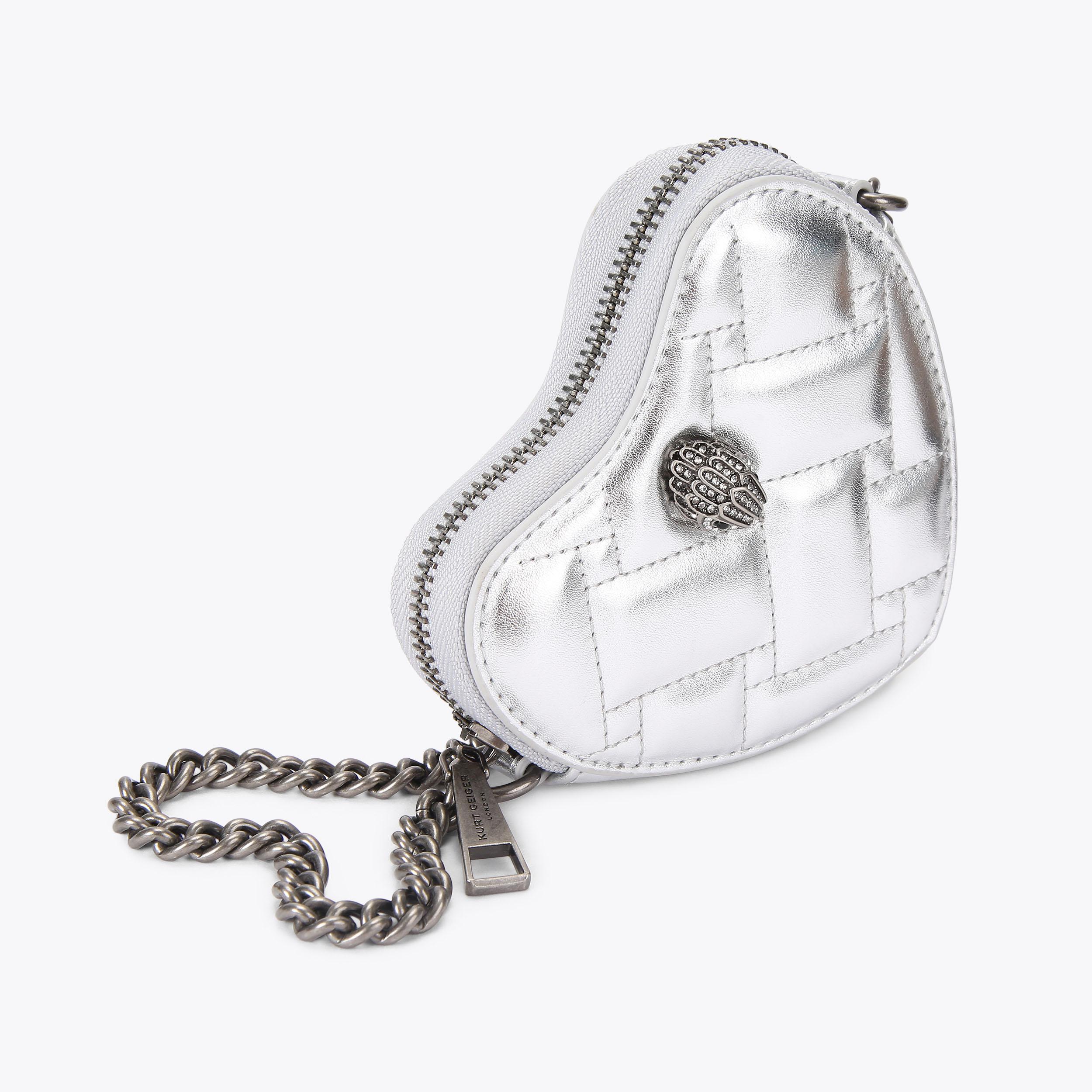 MICRO HEART CROSS BODY Silver Heart Cross Body Bag by KURT
