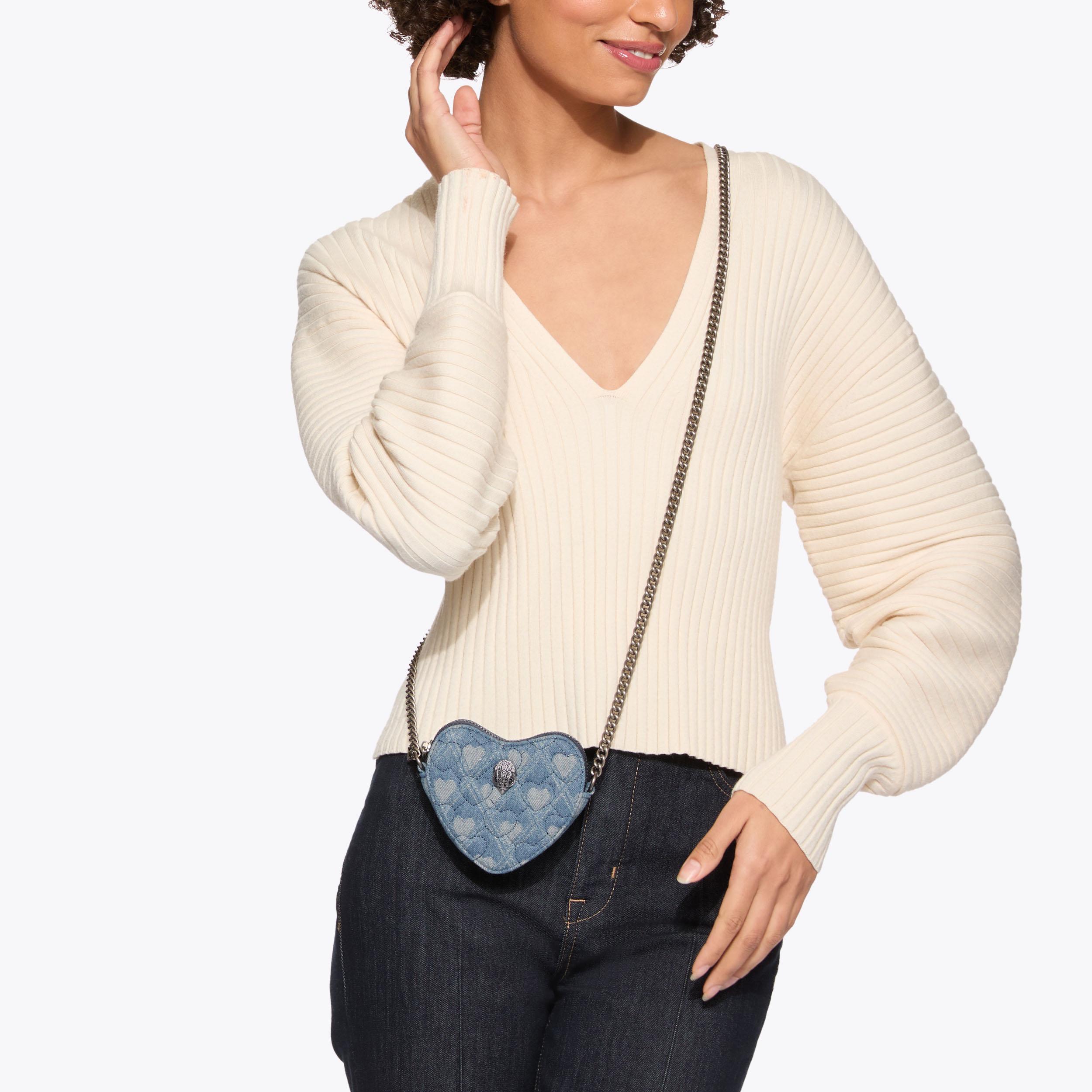 MICRO HEART CROSS BODY Denim Blue Cross Body Bag by KURT GEIGER LONDON