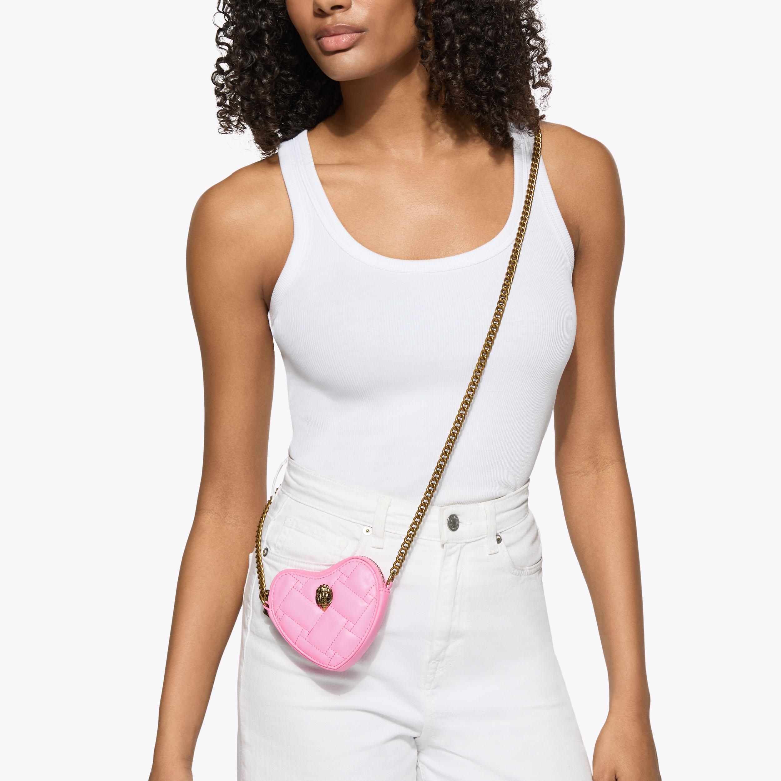 MICRO HEART CROSS BODY Pink Heart Micro Bag by Kurt Geiger London