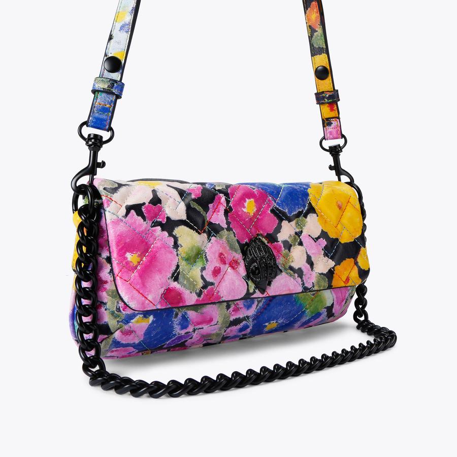 SM LONG KENSINGTON Black Floral Long Shoulder Bag by KURT