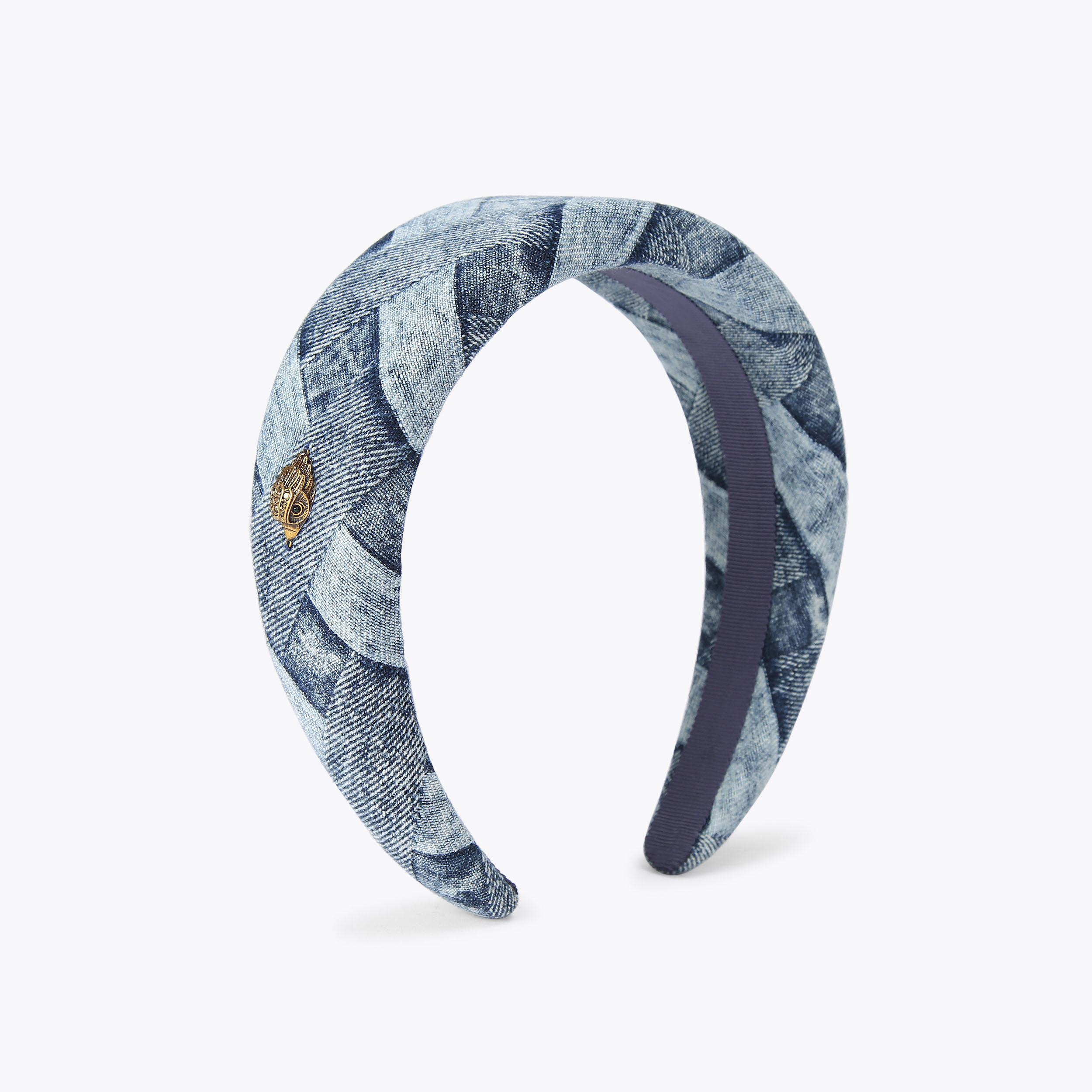 DENIM HEADBAND Denim Bleach Weave Headband by KURT GEIGER LONDON