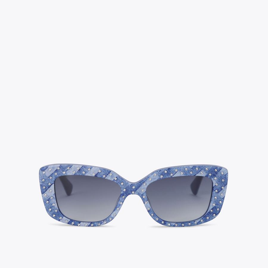 SHOREDITCH GEM RECTANGLE Blue Denim Weave Sunglasses by KURT