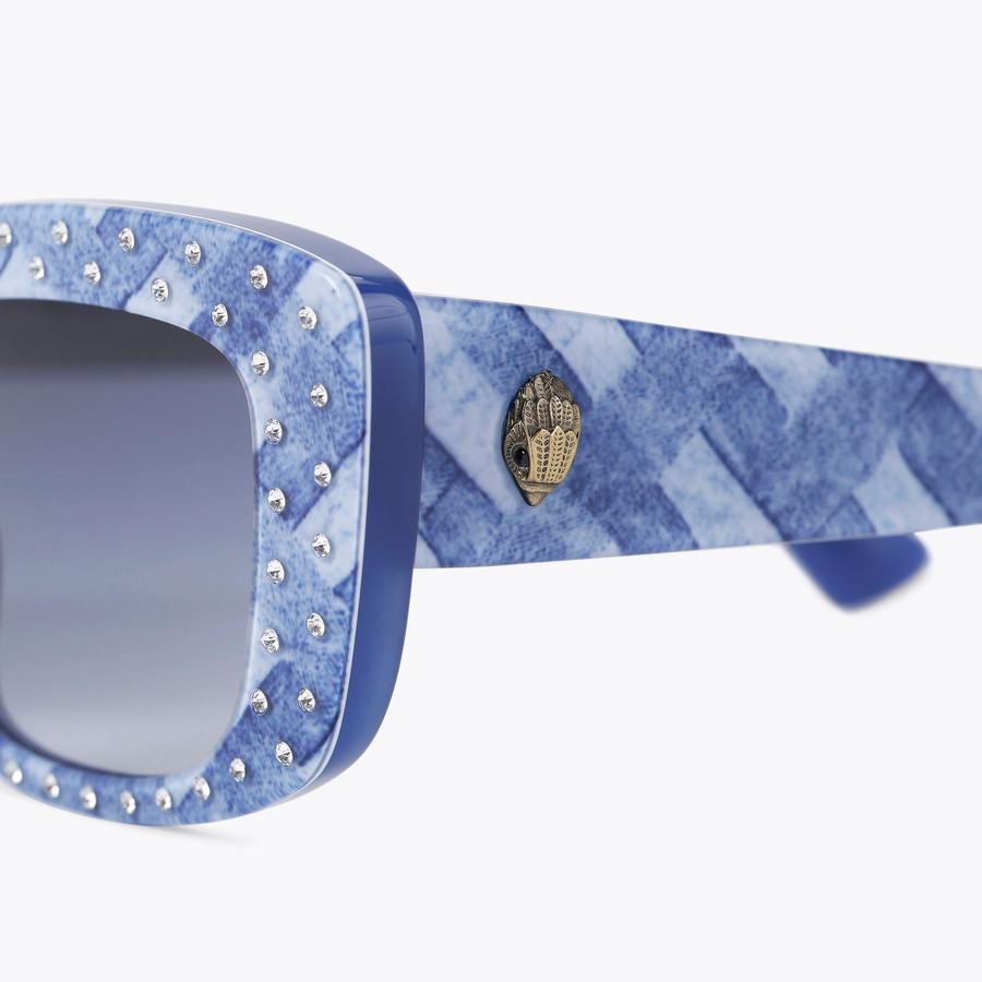 SHOREDITCH GEM RECTANGLE Blue Denim Weave Sunglasses by KURT