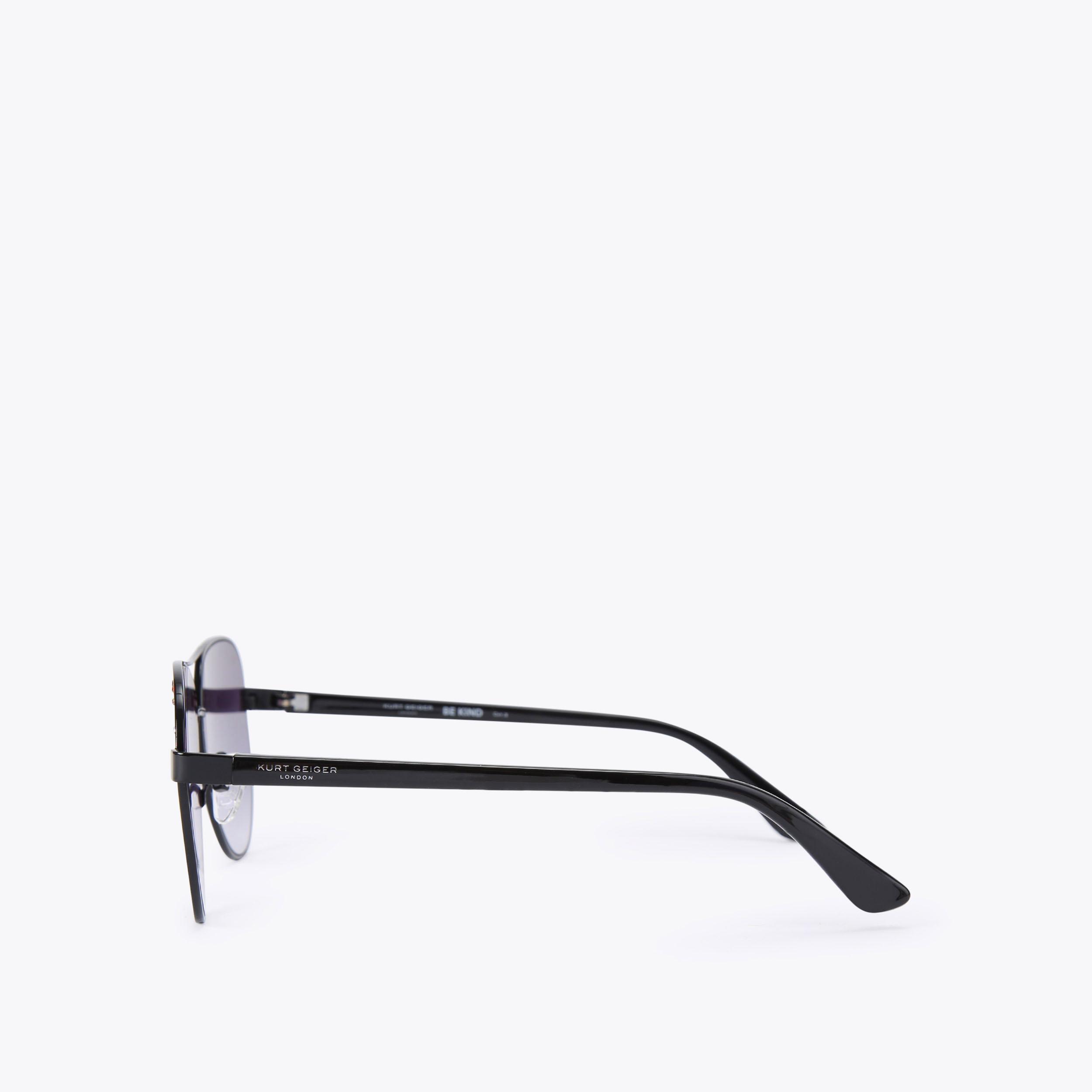 SHOREDITCH AVIATOR GEM Black Crystal Aviator Sunglasses by