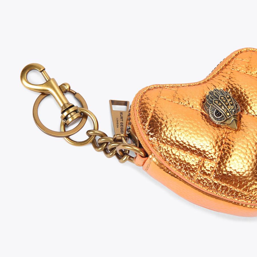 KENSINGTON HEART CHARM Orange Pebble Grain Bag Charm by KURT