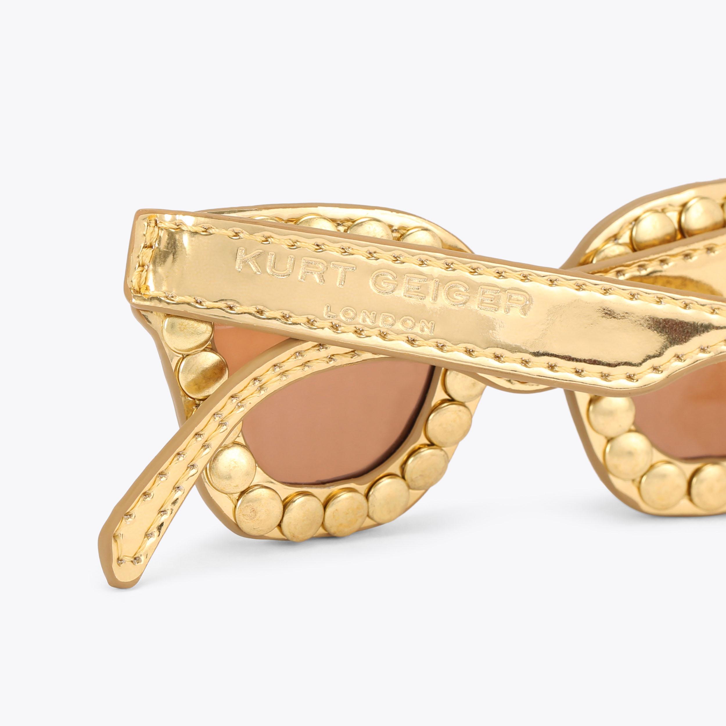 Kurt Geiger Gold Square Sunglasses with Multicolor Stones Bag Charm Keychain NWT Kurt Geiger Gold Sunglasses Keychain with Brown Lenses and  main image 2
