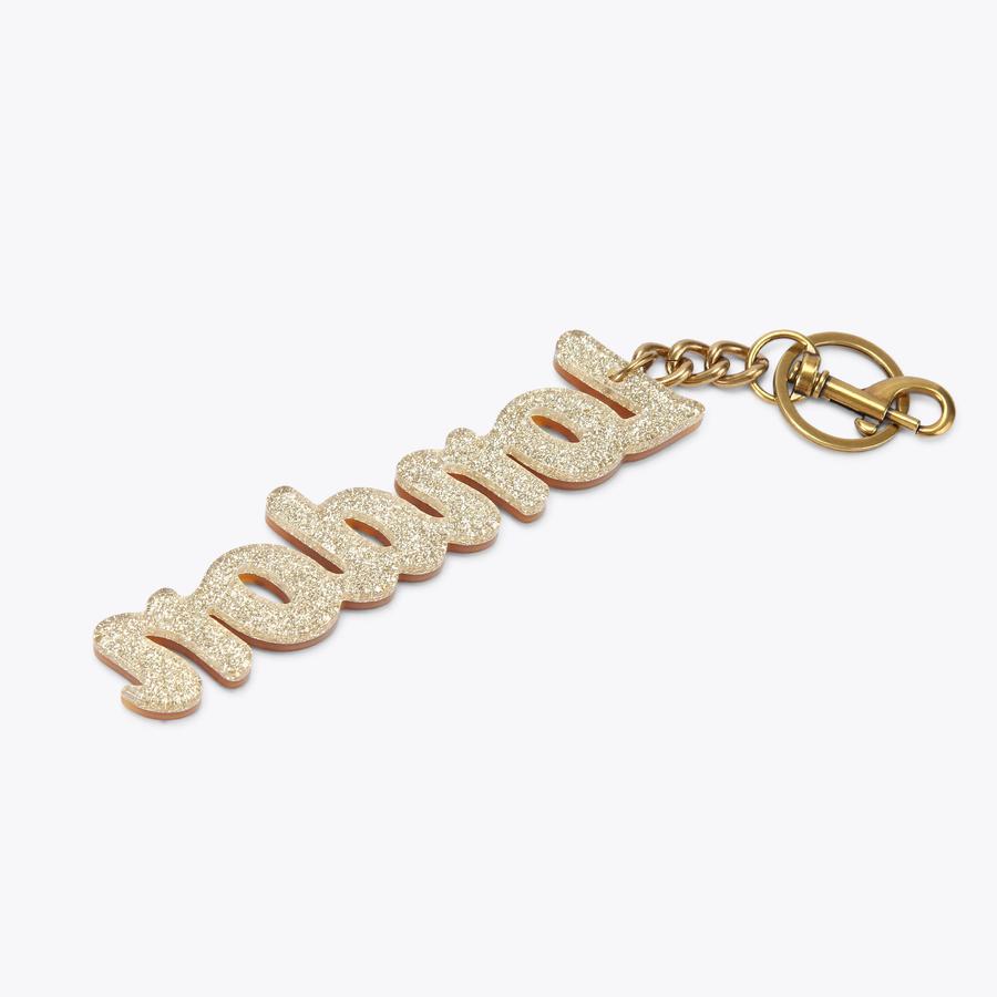 London Keyring Gold Acrylic Bag Charm | Kurt Geiger