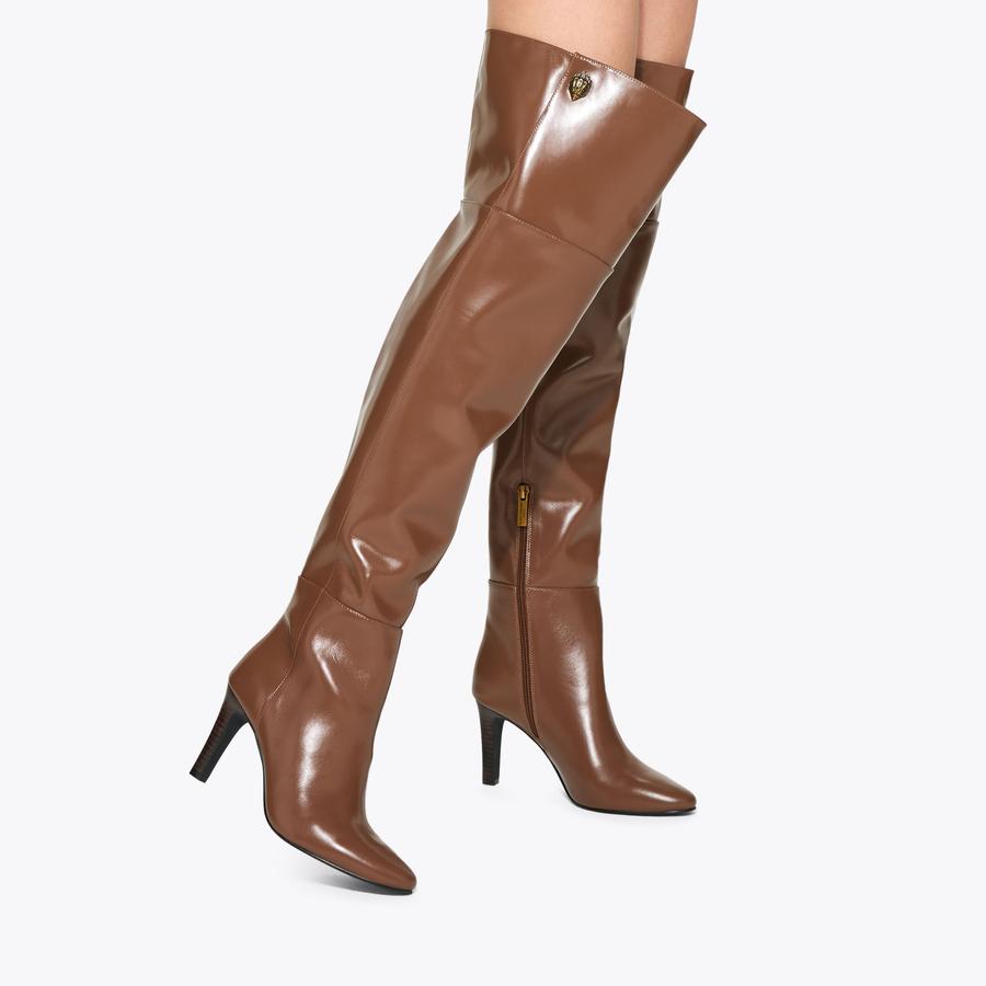 SHOREDITCH 85 OTK BOOT Brown Knee Height Boot by KURT GEIGER LONDON