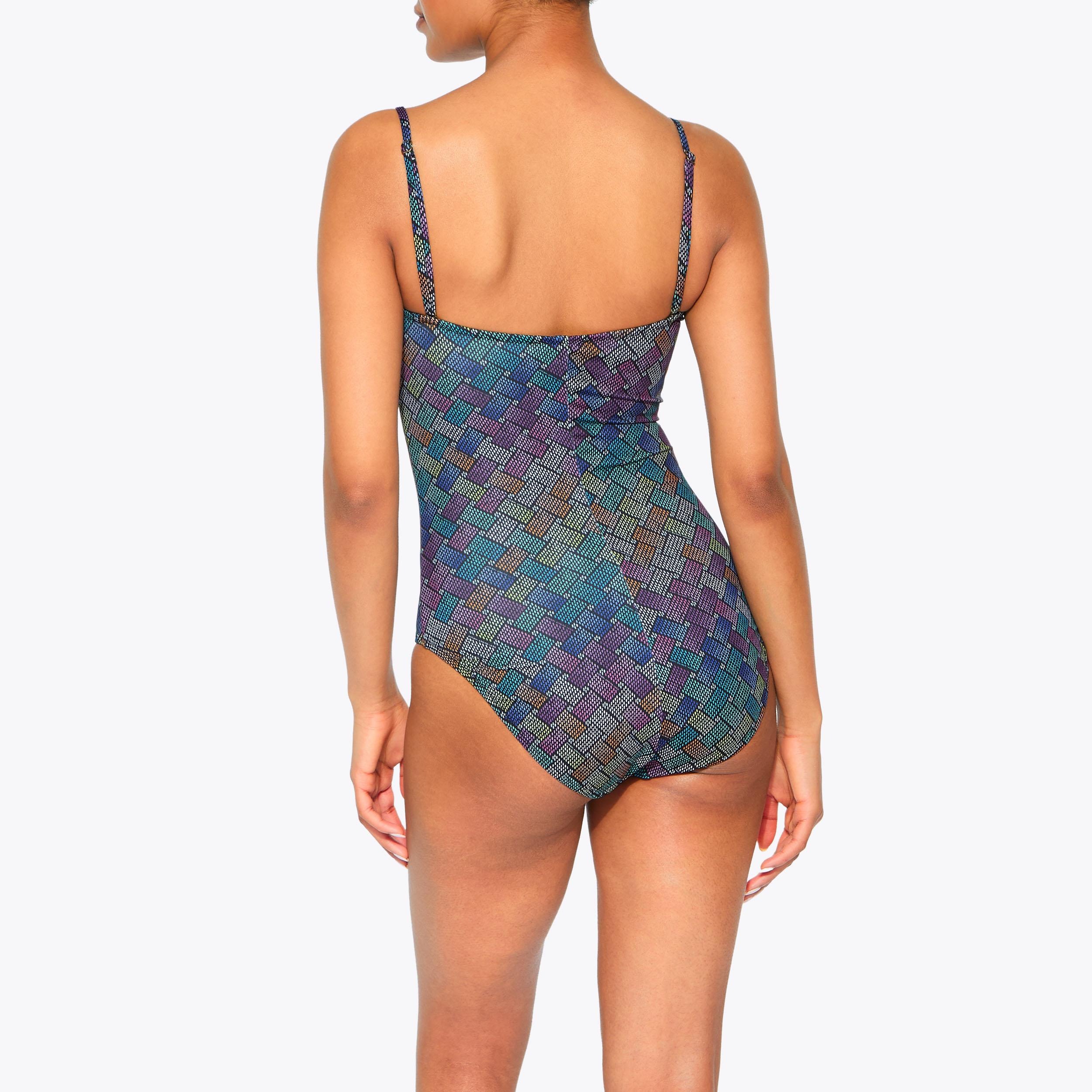 KENSINGTON STRAPLESS OP Rainbow Monogram Design Swimsuit by