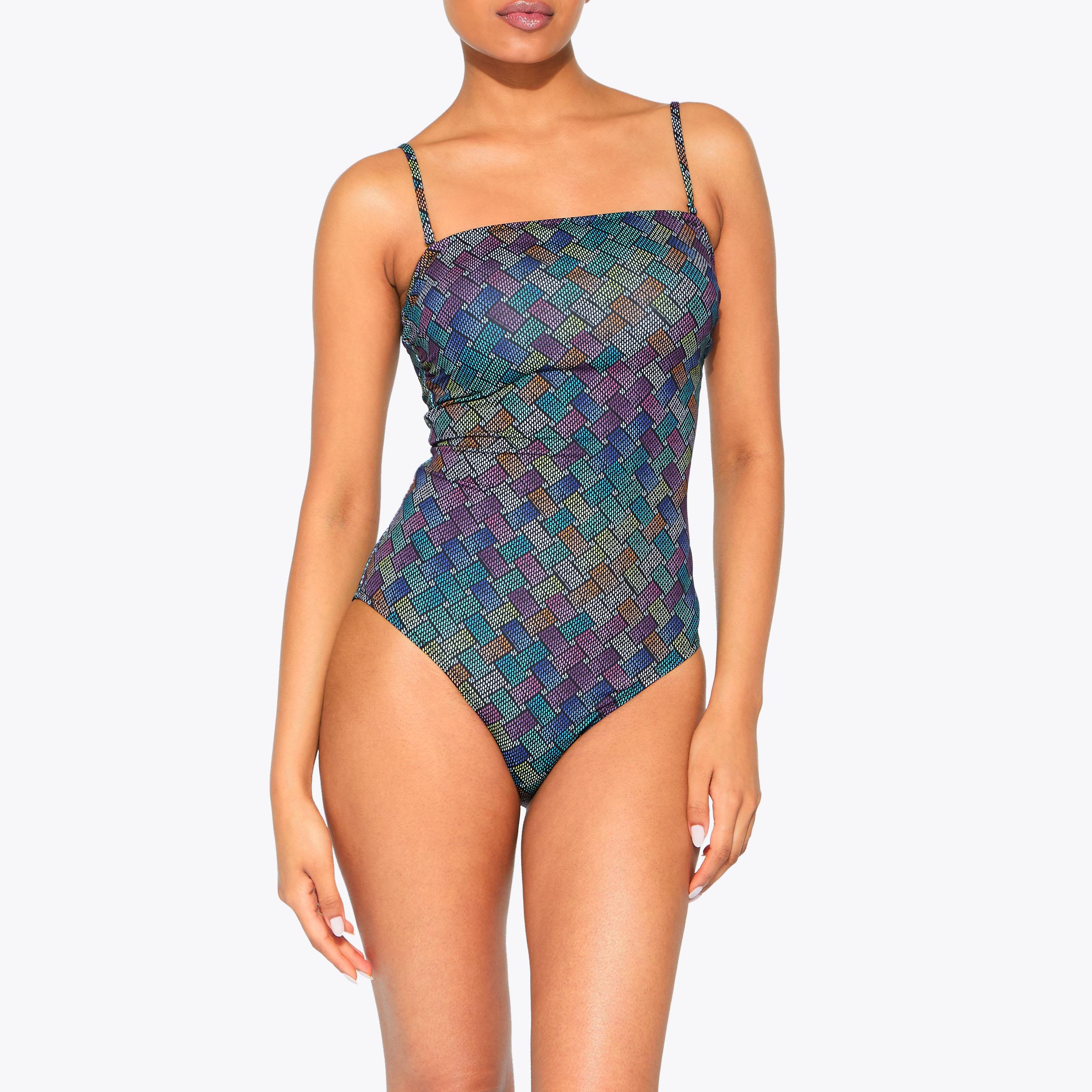 KENSINGTON STRAPLESS OP Rainbow Monogram Design Swimsuit by
