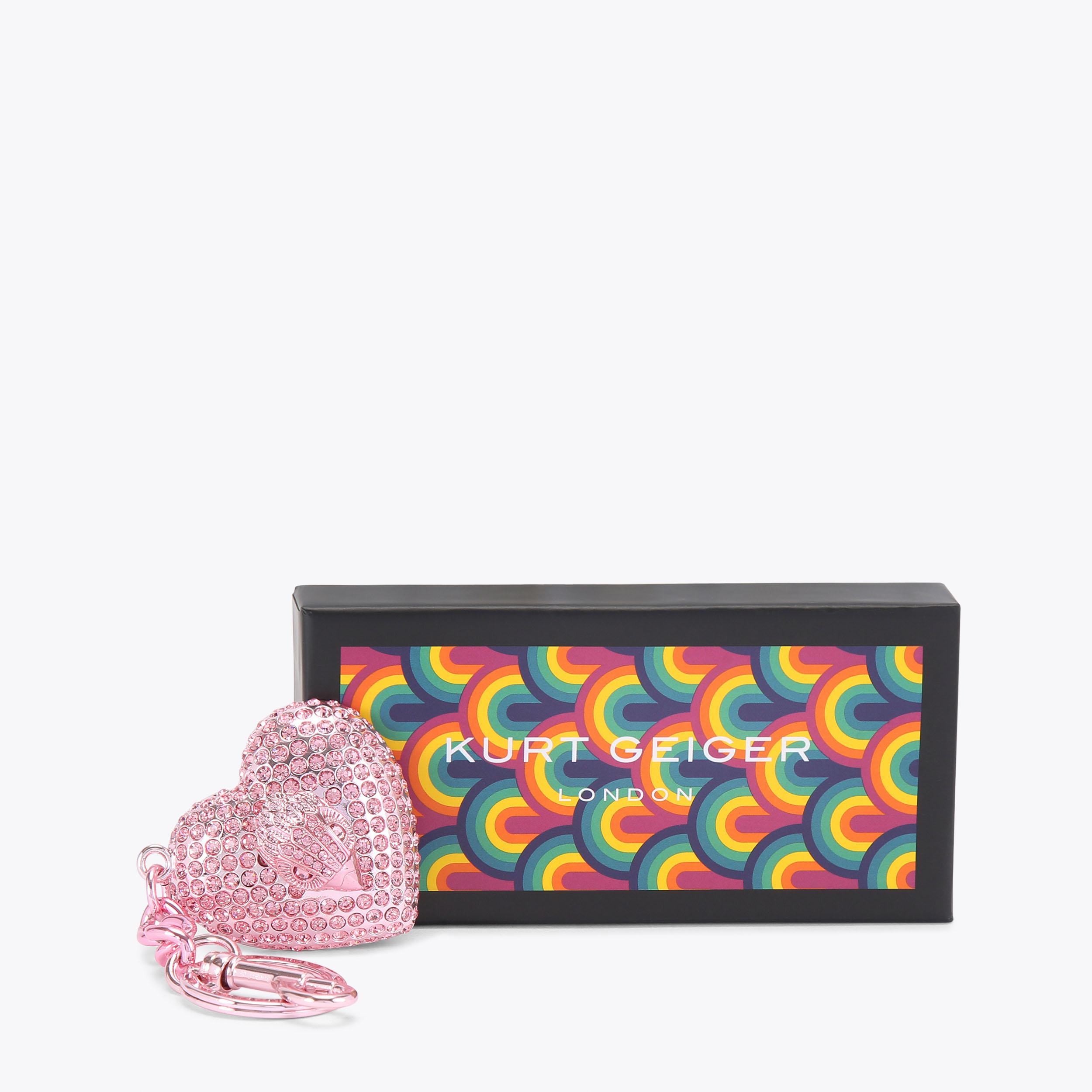 HEART CRYSTAL KEYRING Pink Crystal Heart Keyring by KURT