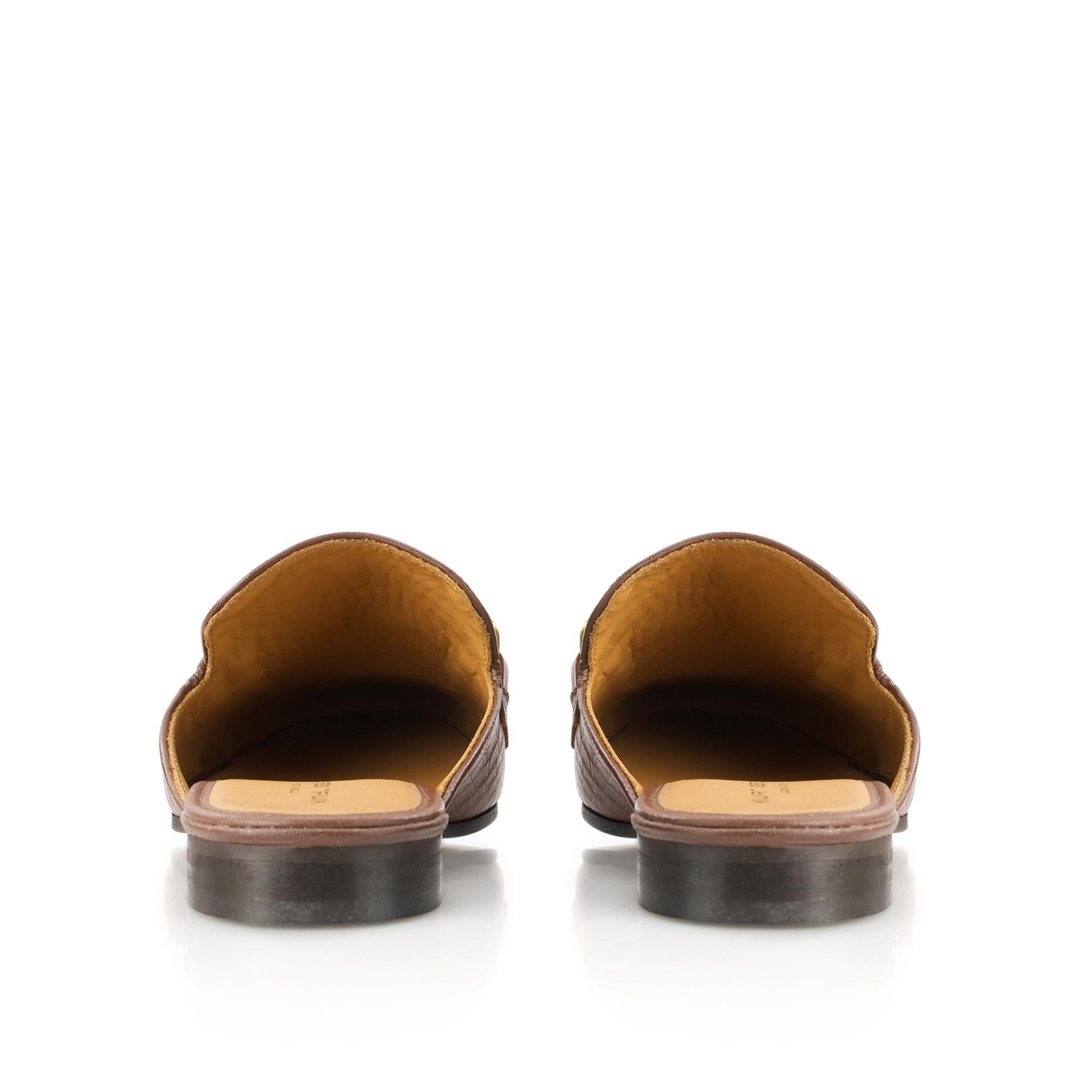 ゴッドファーザー CHELSEA BACKLESS Tan Croc Print Slip On Loafers by KURT GEIGER LONDON