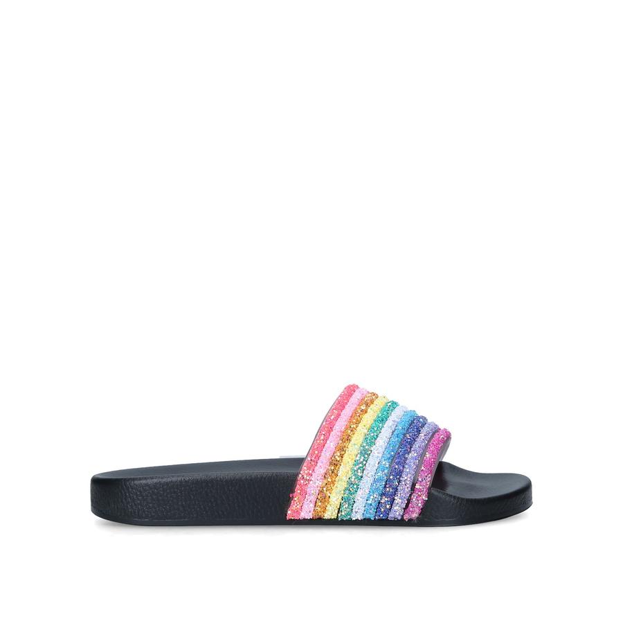 MEENA Rainbow Glitter Slip On Slider Sandals by KURT GEIGER LONDON