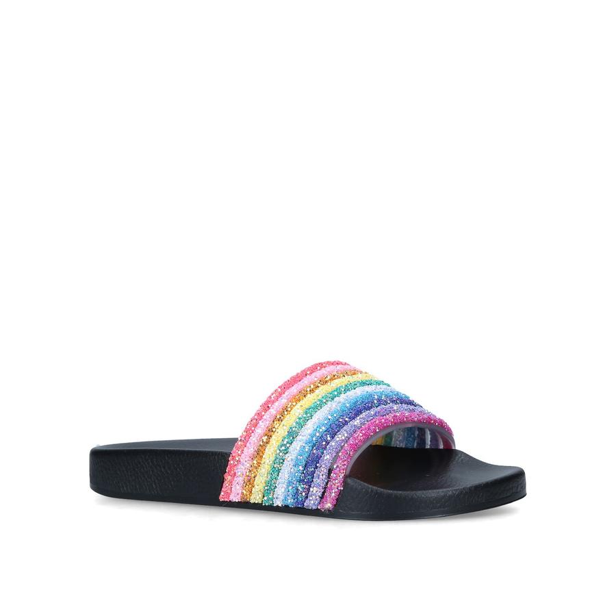 MEENA Rainbow Glitter Slip On Slider Sandals by KURT GEIGER LONDON