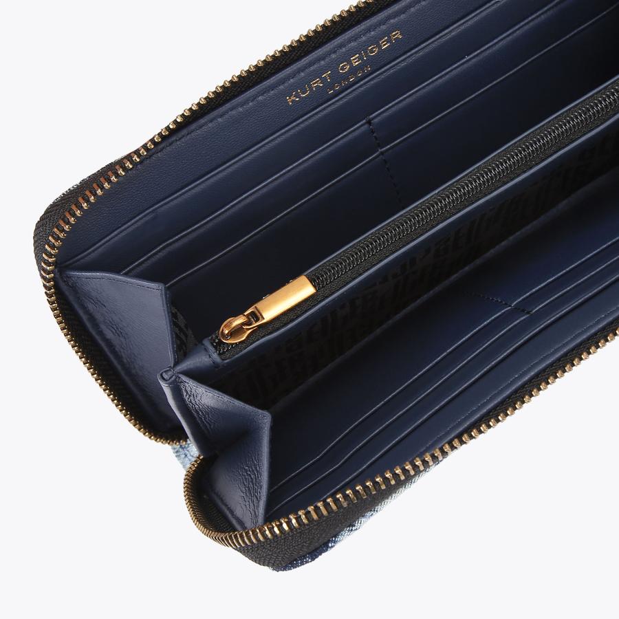 KENSINGTON ZIP AROUND Denim Weave Zip Wallet by KURT GEIGER