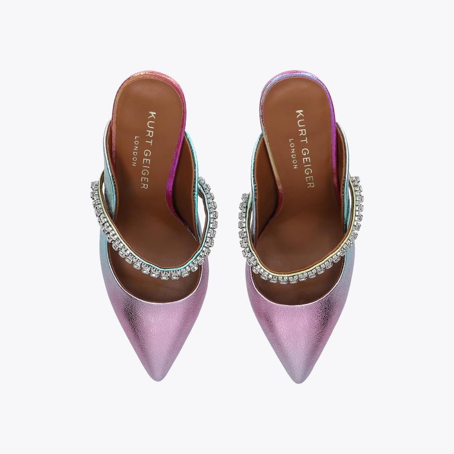 DUKE Pastel Ombre Metallic Leather Heeled Mule by KURT DUKE Pastel Ombre Metallic Leather Heeled Mule by KURT