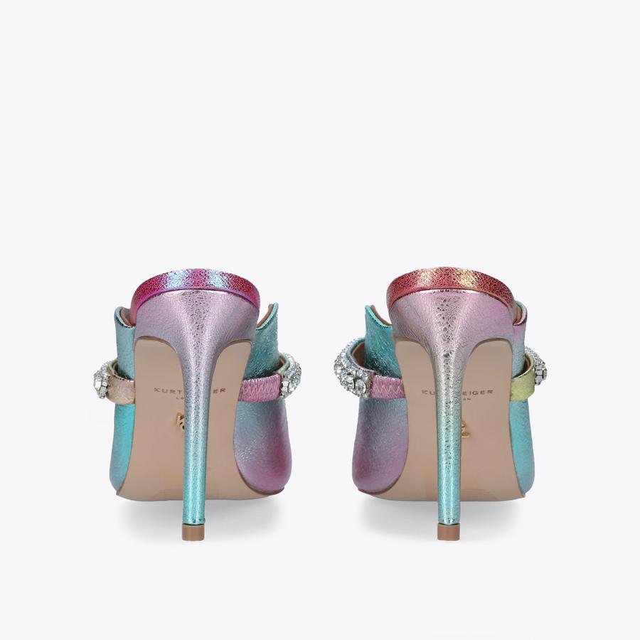 DUKE Pastel Ombre Metallic Leather Heeled Mule by KURT DUKE Pastel Ombre Metallic Leather Heeled Mule by KURT