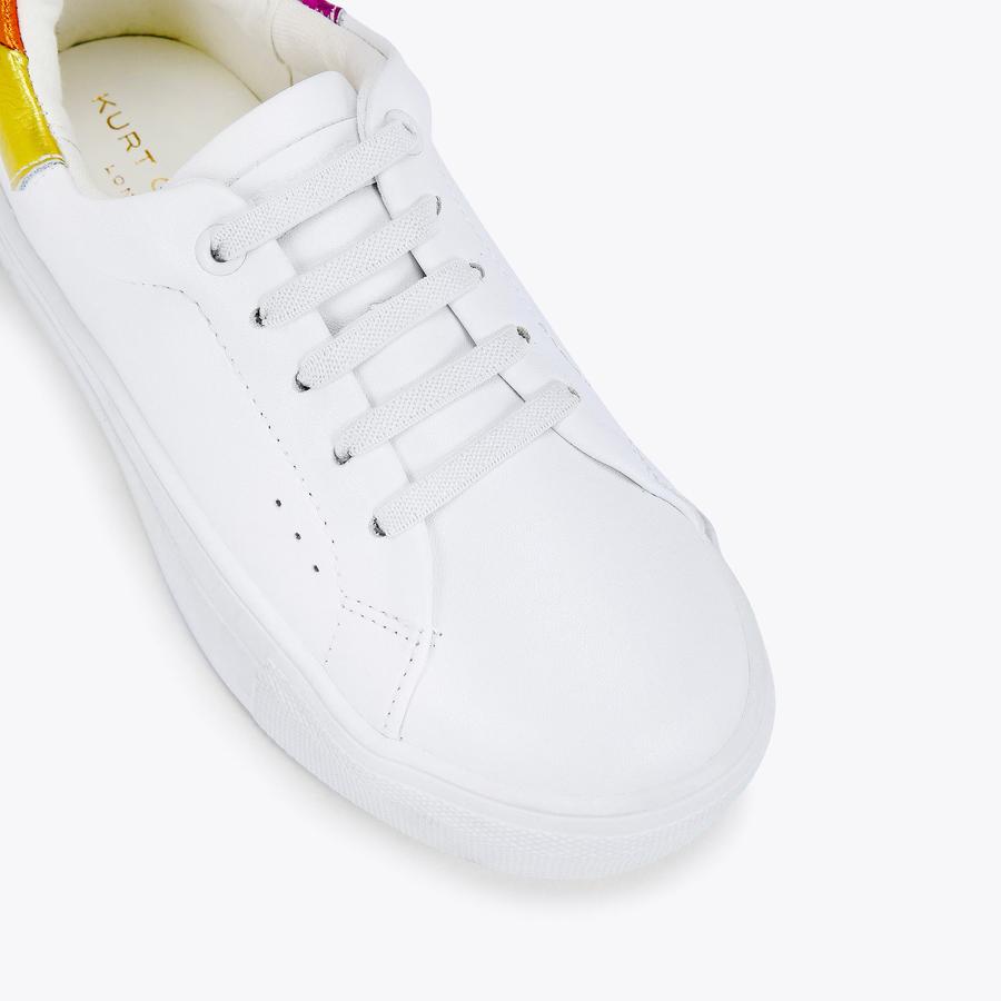 洋楽 G-RAP E-WHITE MINI LANEY EAGLE Junior Kids White Rainbow Lace Up Sneakers