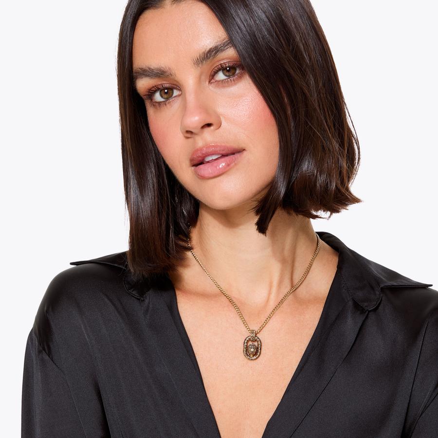 CHELSEA NECKLACE Brass Eagle Head Necklace by KURT GEIGER LONDON