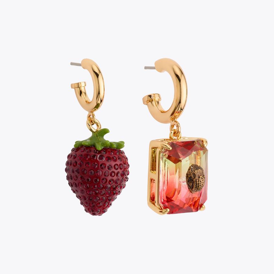 Pave Strawberry Huggie Earrings