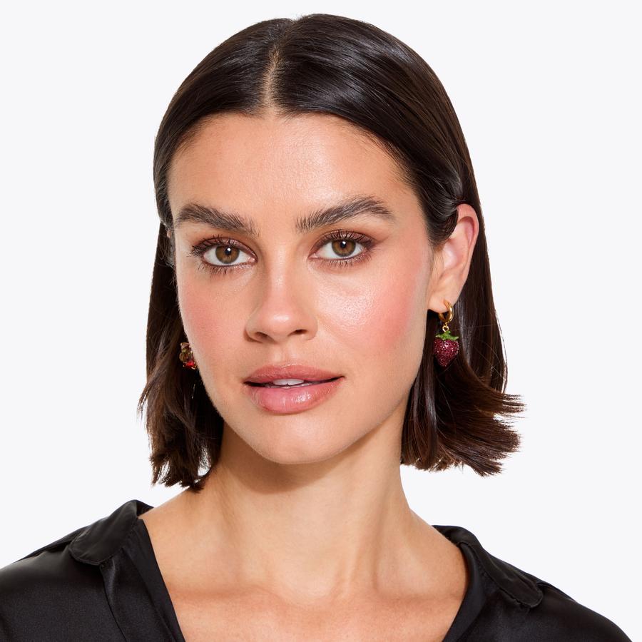 Pave Strawberry Huggie Earrings