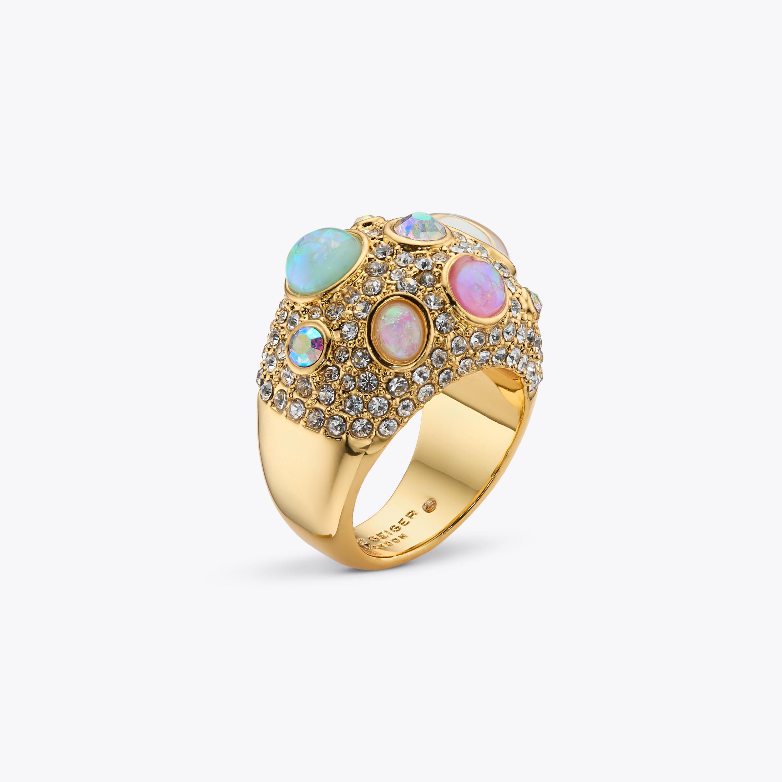 OPAL MIX PAVE RING Opal Mix Dome Ring by KURT GEIGER LONDON
