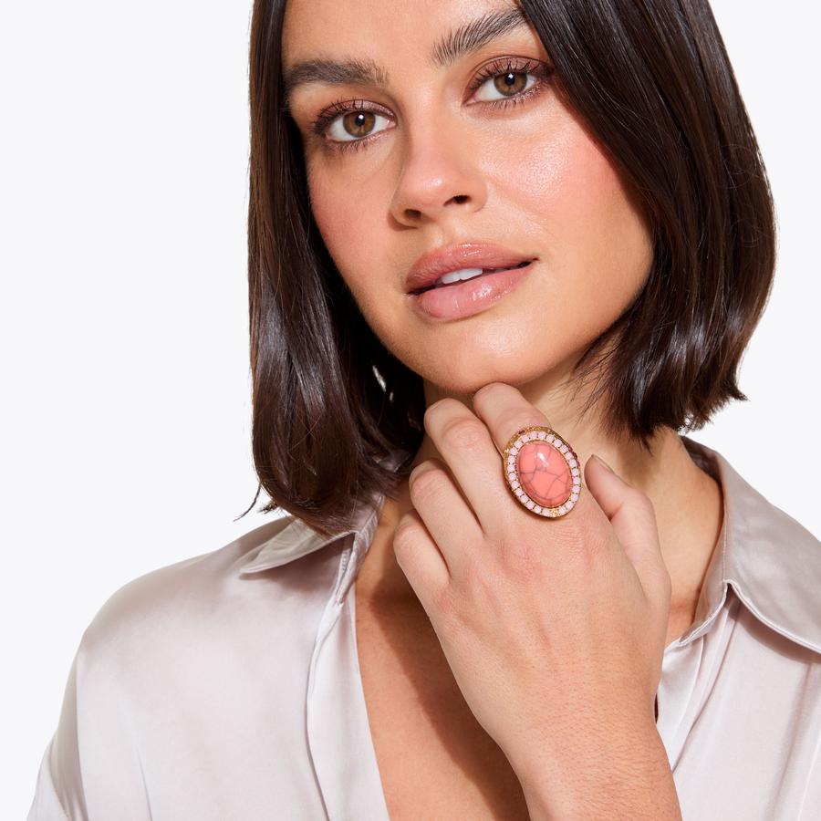 Red Stone Oval Cocktail Ring | Kurt Geiger