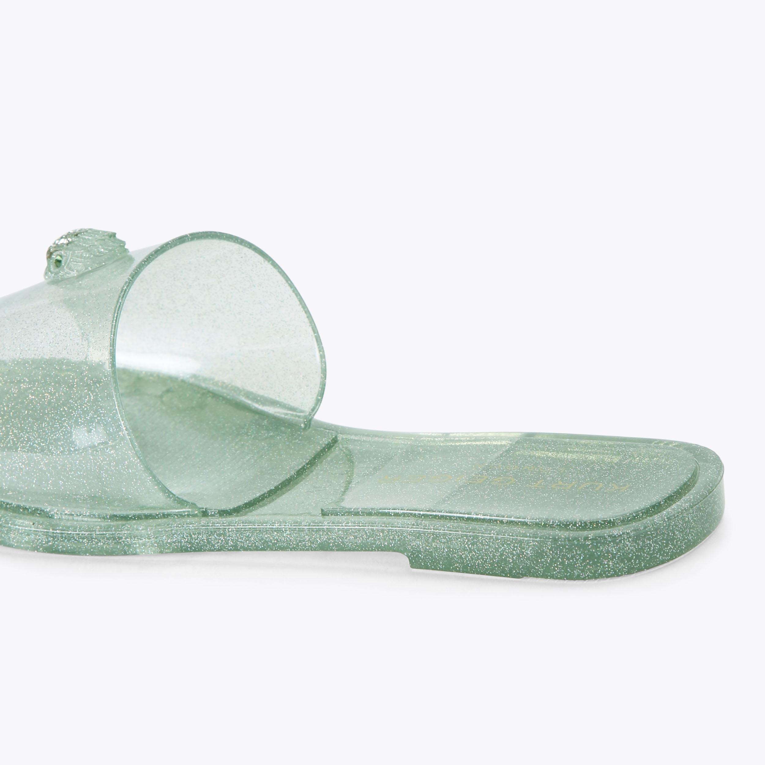 MADDISON SLIDE Green Glitter Perspex Slide On Sandal by Kurt Geiger London