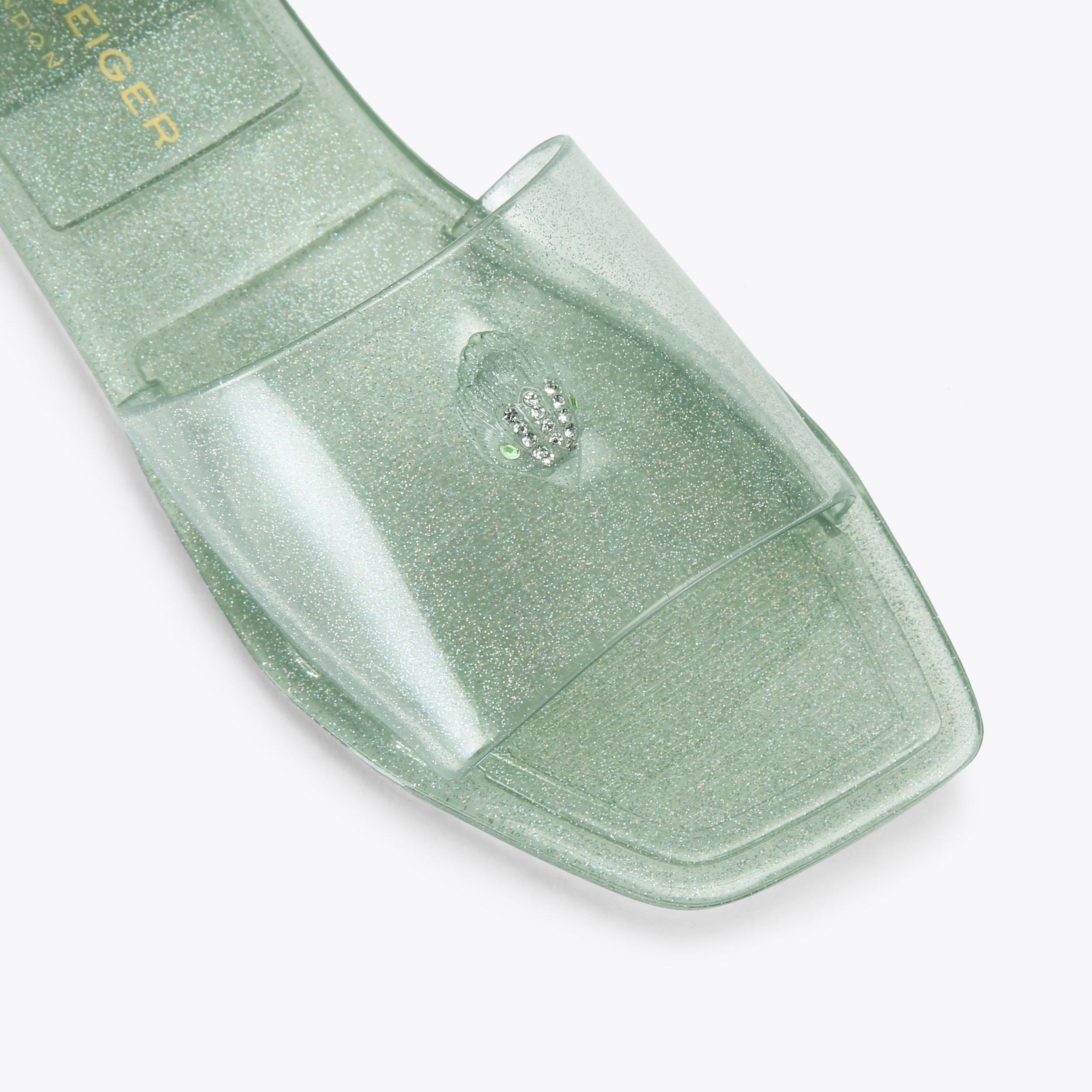 MADDISON SLIDE Green Glitter Perspex Slide On Sandal by Kurt Geiger London
