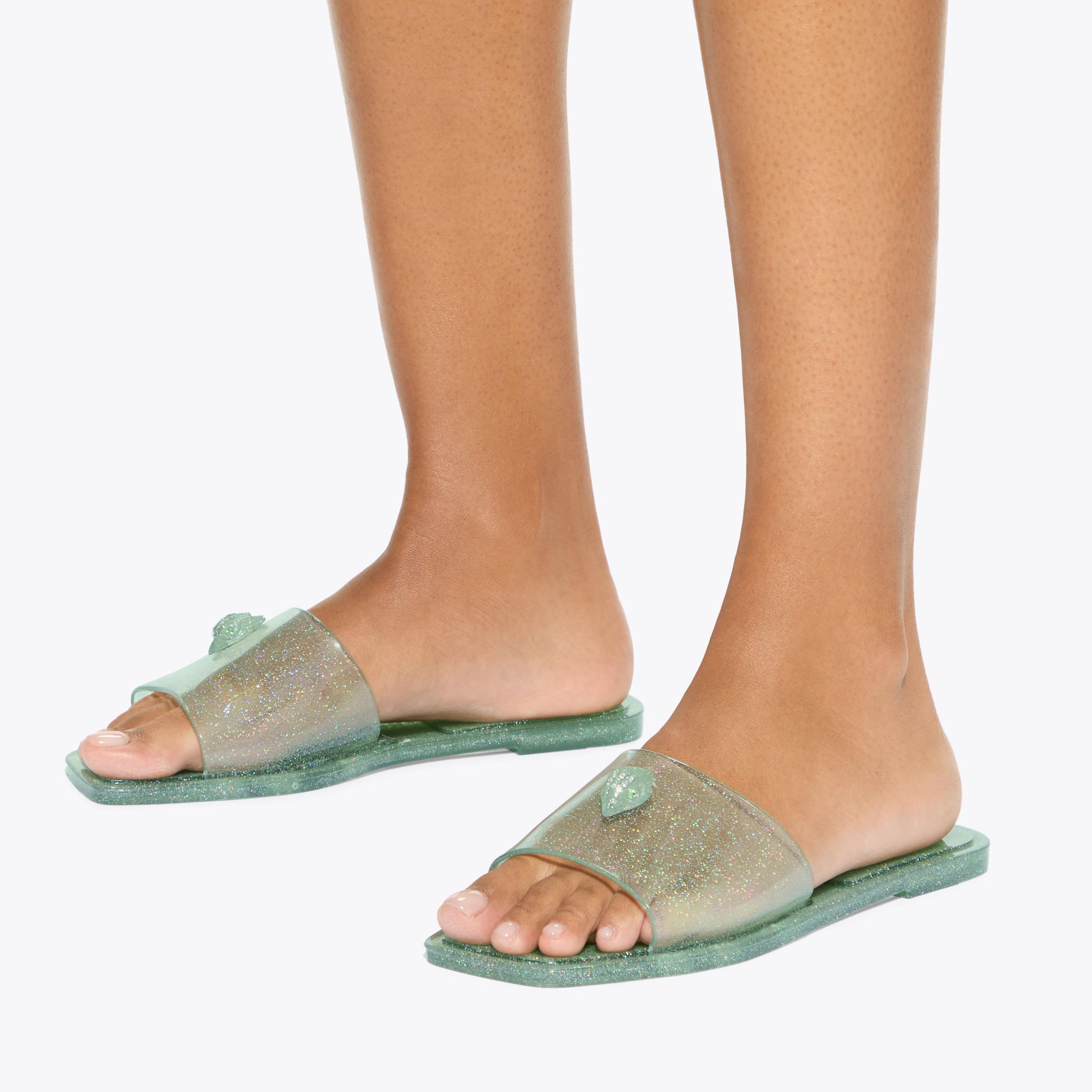MADDISON SLIDE Green Glitter Perspex Slide On Sandal by Kurt Geiger London