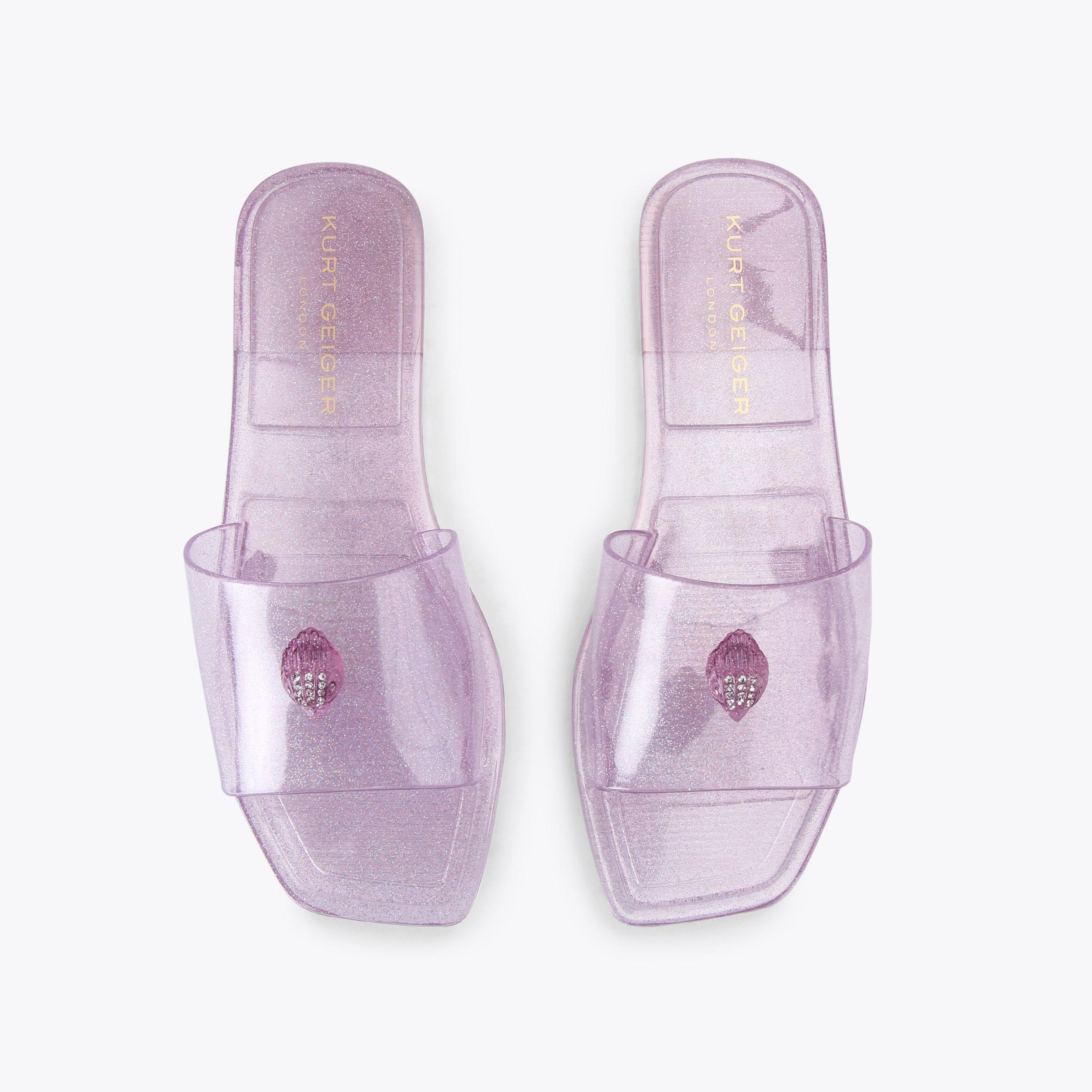 MADDISON SLIDE Purple Glitter Fleck Perspex Slide On Sandal by Kurt ...