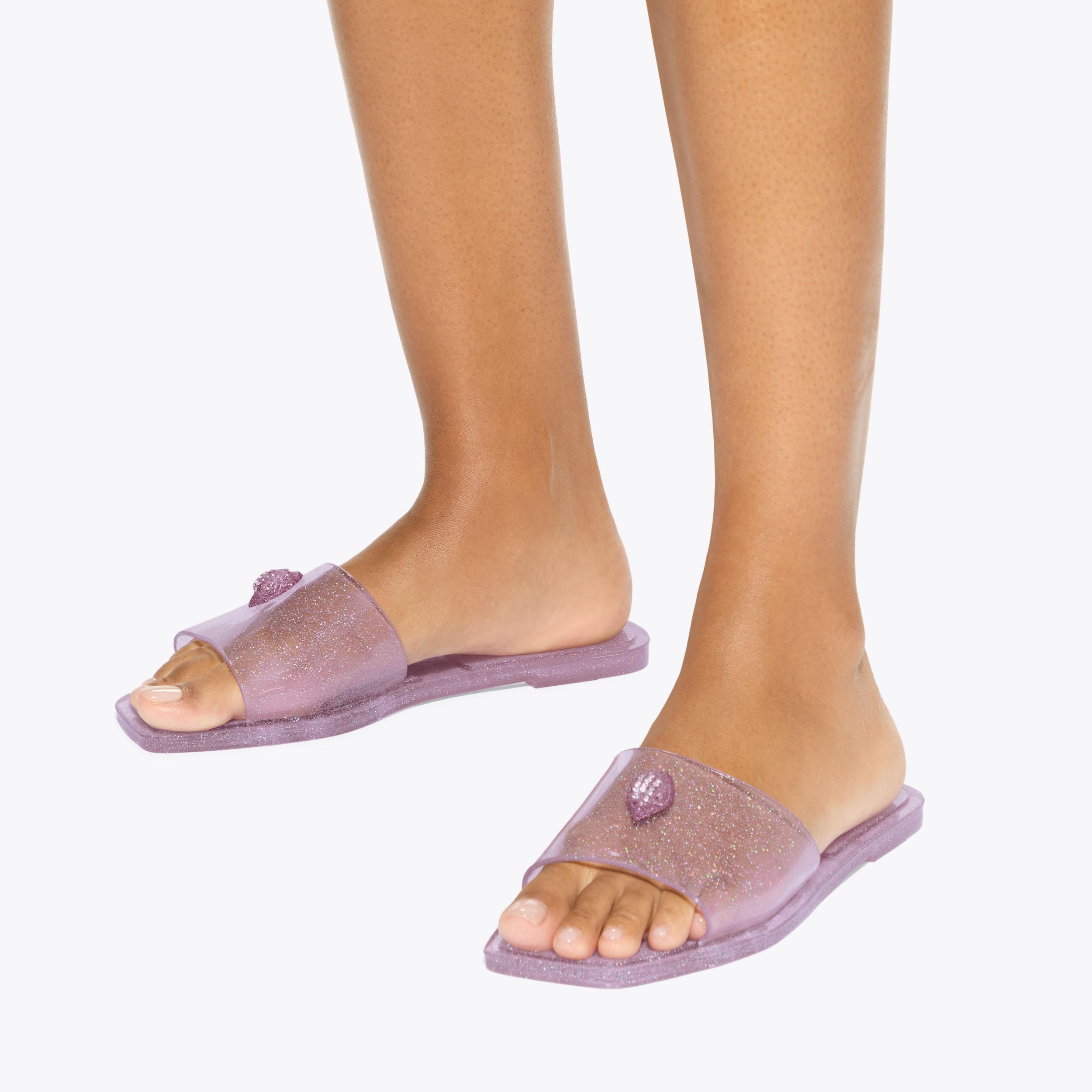 MADDISON SLIDE Purple Glitter Fleck Perspex Slide On Sandal by Kurt ...
