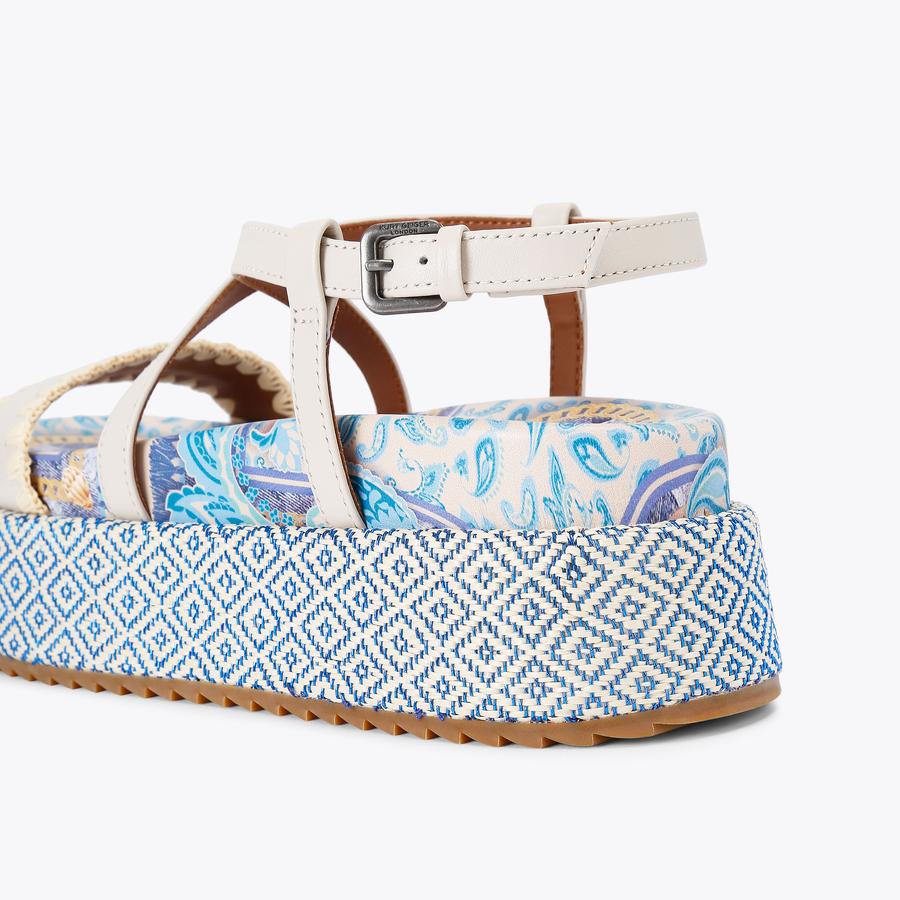 CHELSEA FLATFORM SANDAL Blue Paisley Flatform Chunky Sandal
