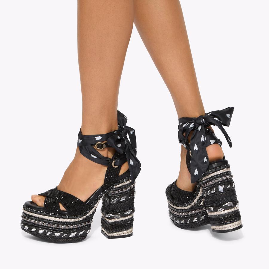 CHELSEA SCARF PLATFORM Black Crystal Platform Heel by KURT GEIGER